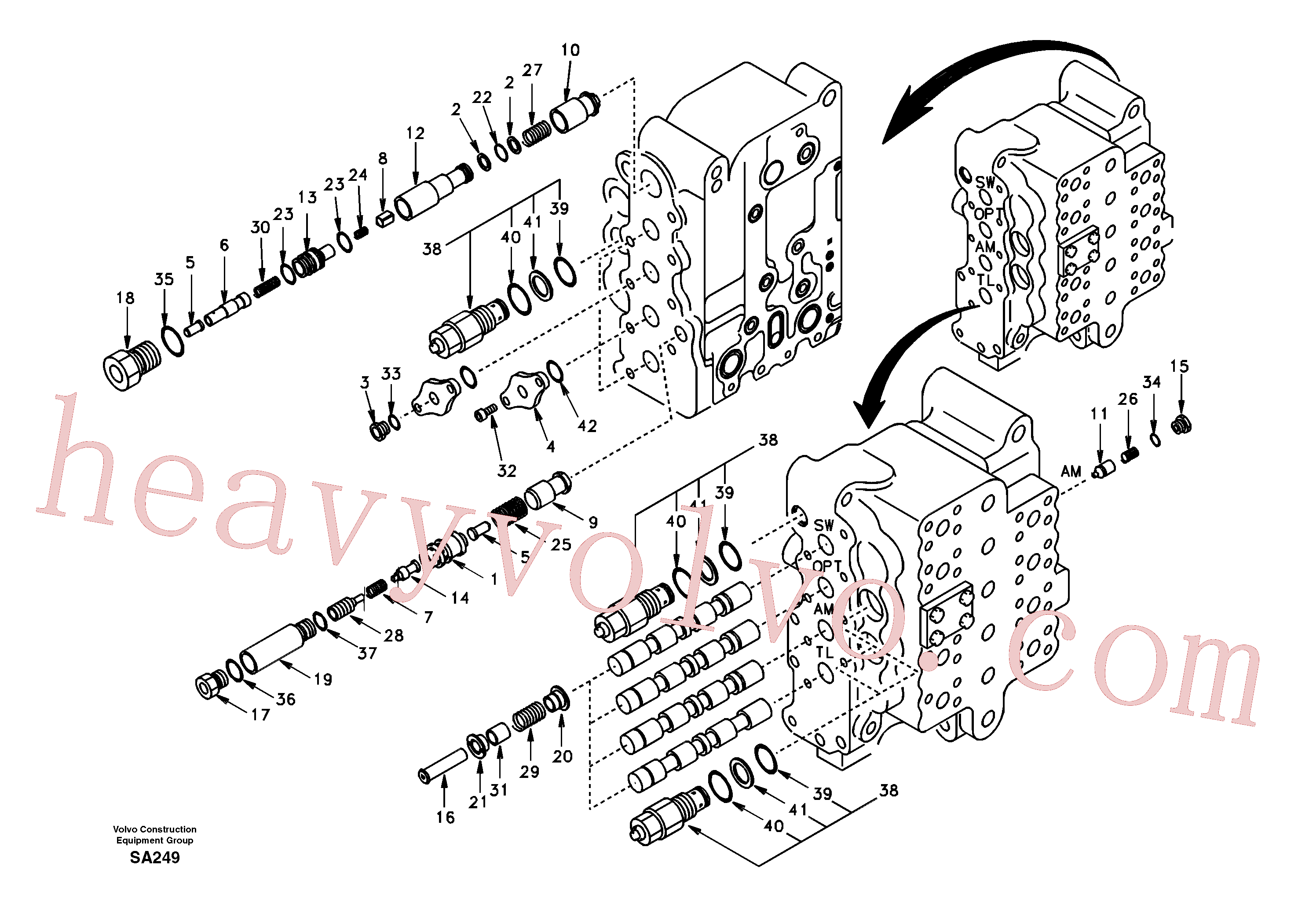 SA8230-12630 for Volvo Main control valve, swing and option and dipper arm and travel Lh(SA249 assembly)