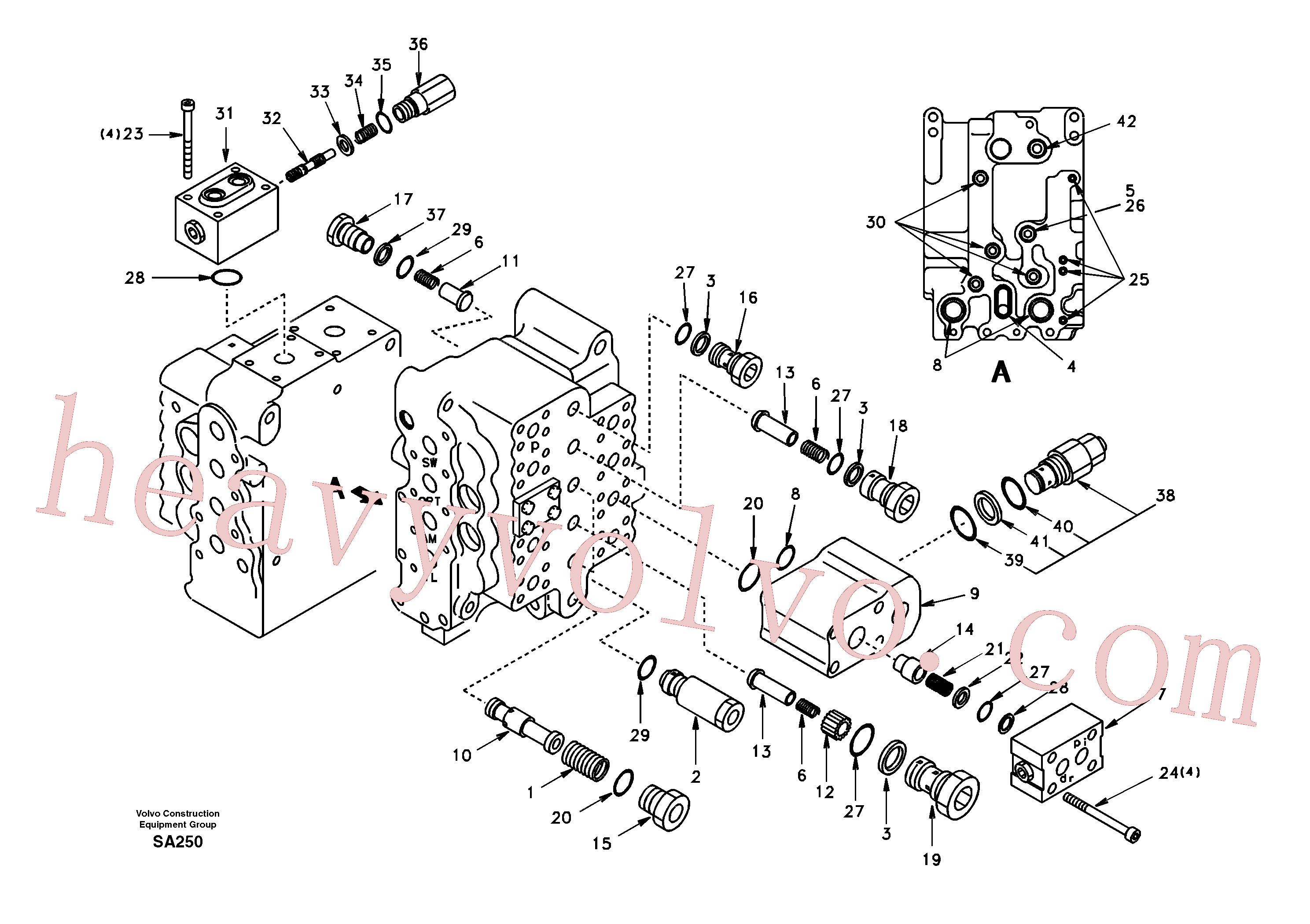 SA8230-12630 for Volvo Main control valve, relief valve and dipper arm holding(SA250 assembly)