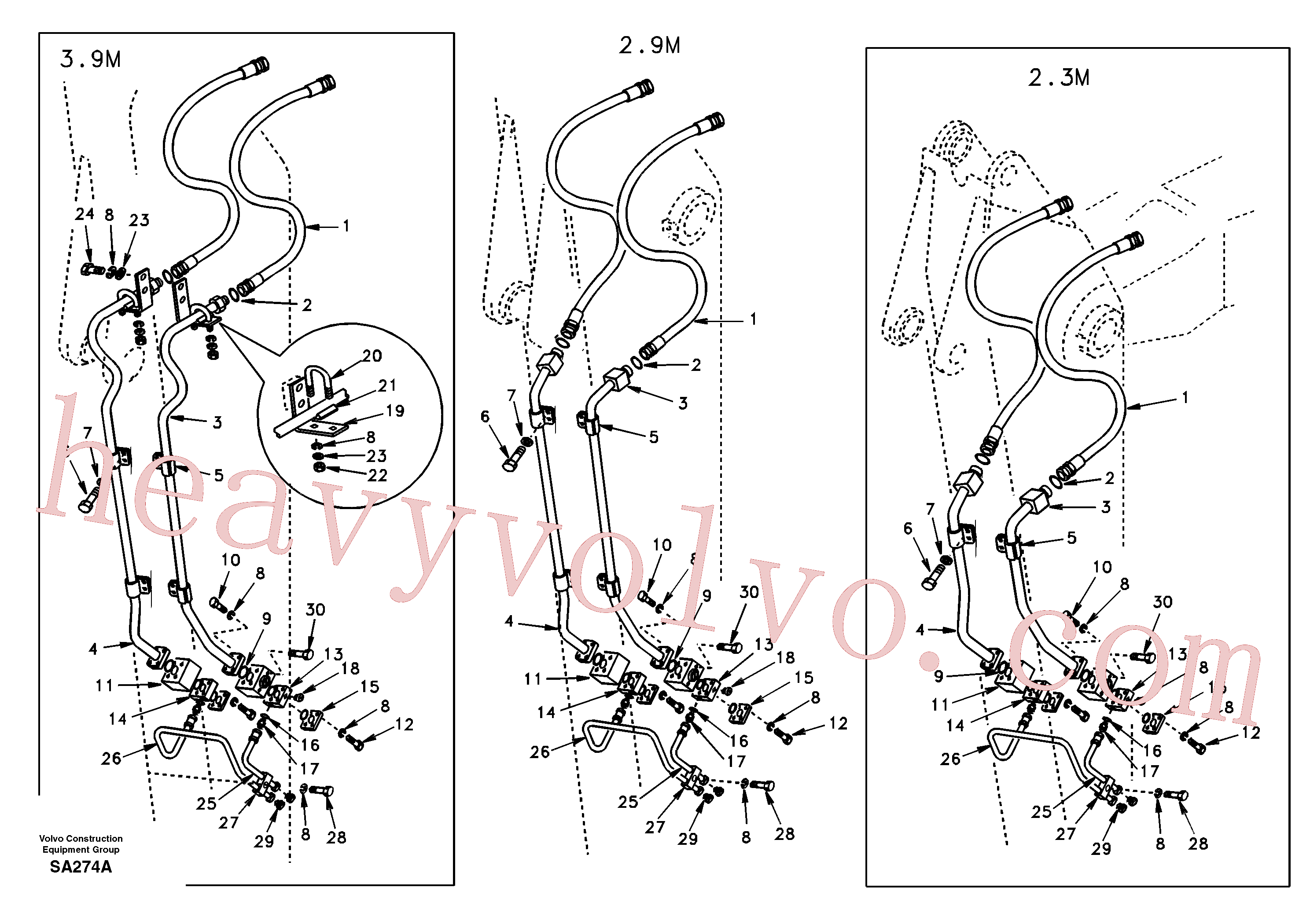 SA1174-53430 for Volvo Working hydraulic, hammer and shear for dipper arm(SA274A assembly)