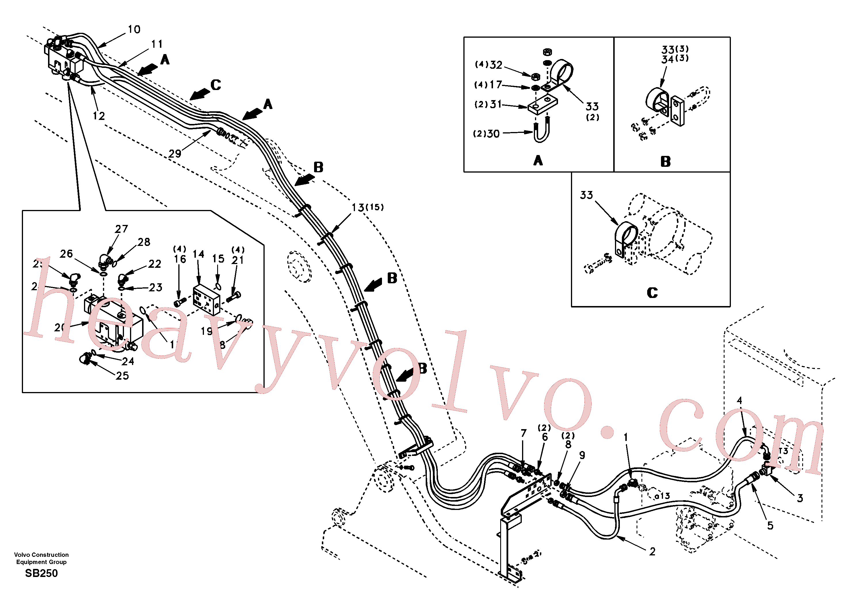 SA9466-03233 for Volvo Working hydraulic, dipper arm rupture(SB250 assembly)