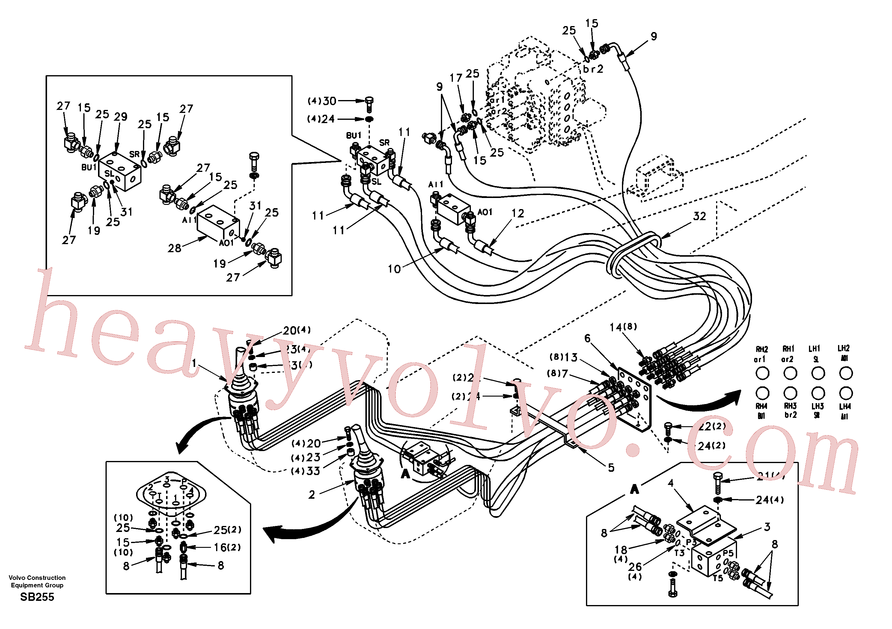 VOE993031 for Volvo Servo system, control valve to remote control valve(SB255 assembly)