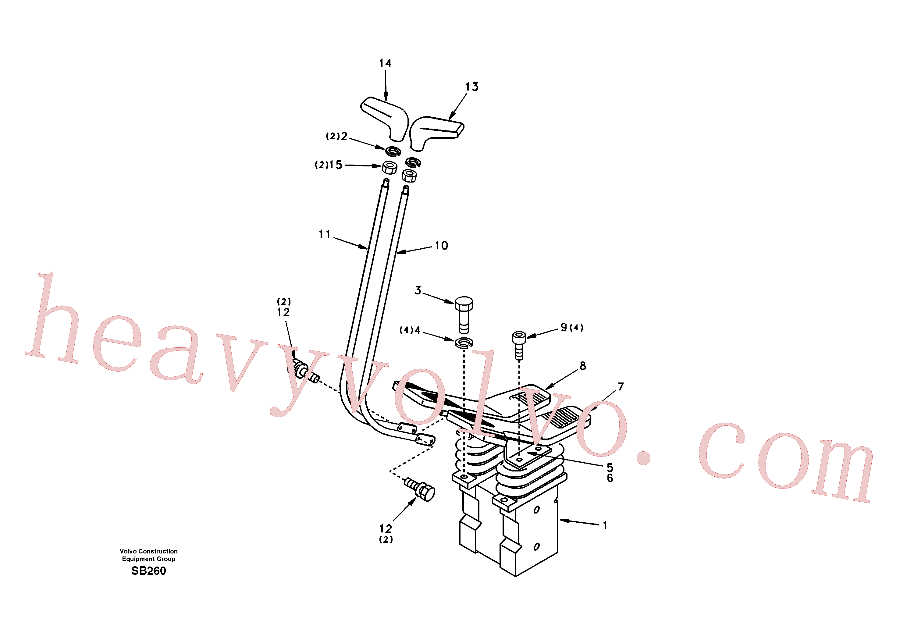 SA1068-02450 for Volvo Remote control valve pedal with fitting parts(SB260 assembly)