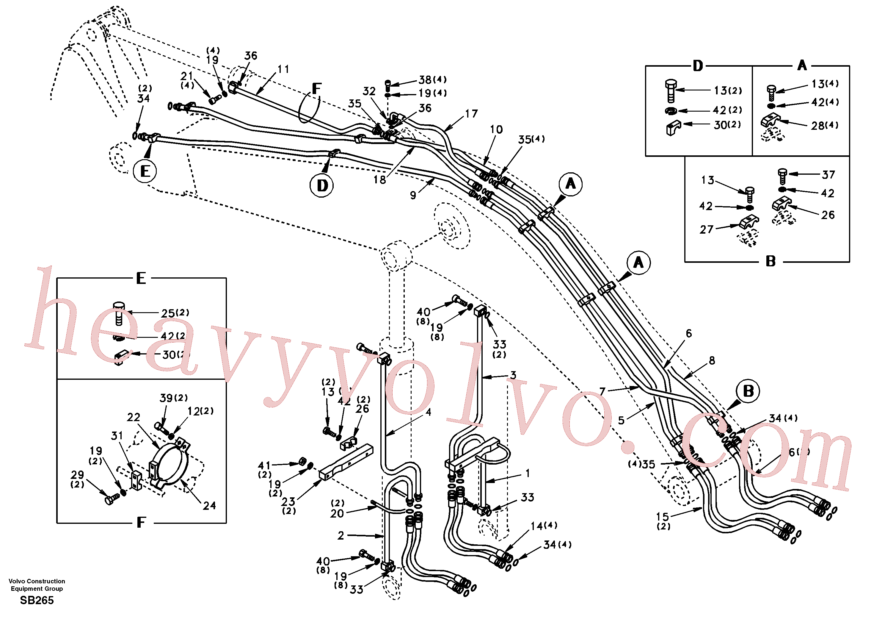 SA9372-33460 for Volvo Working hydraulic, boom(SB265 assembly)