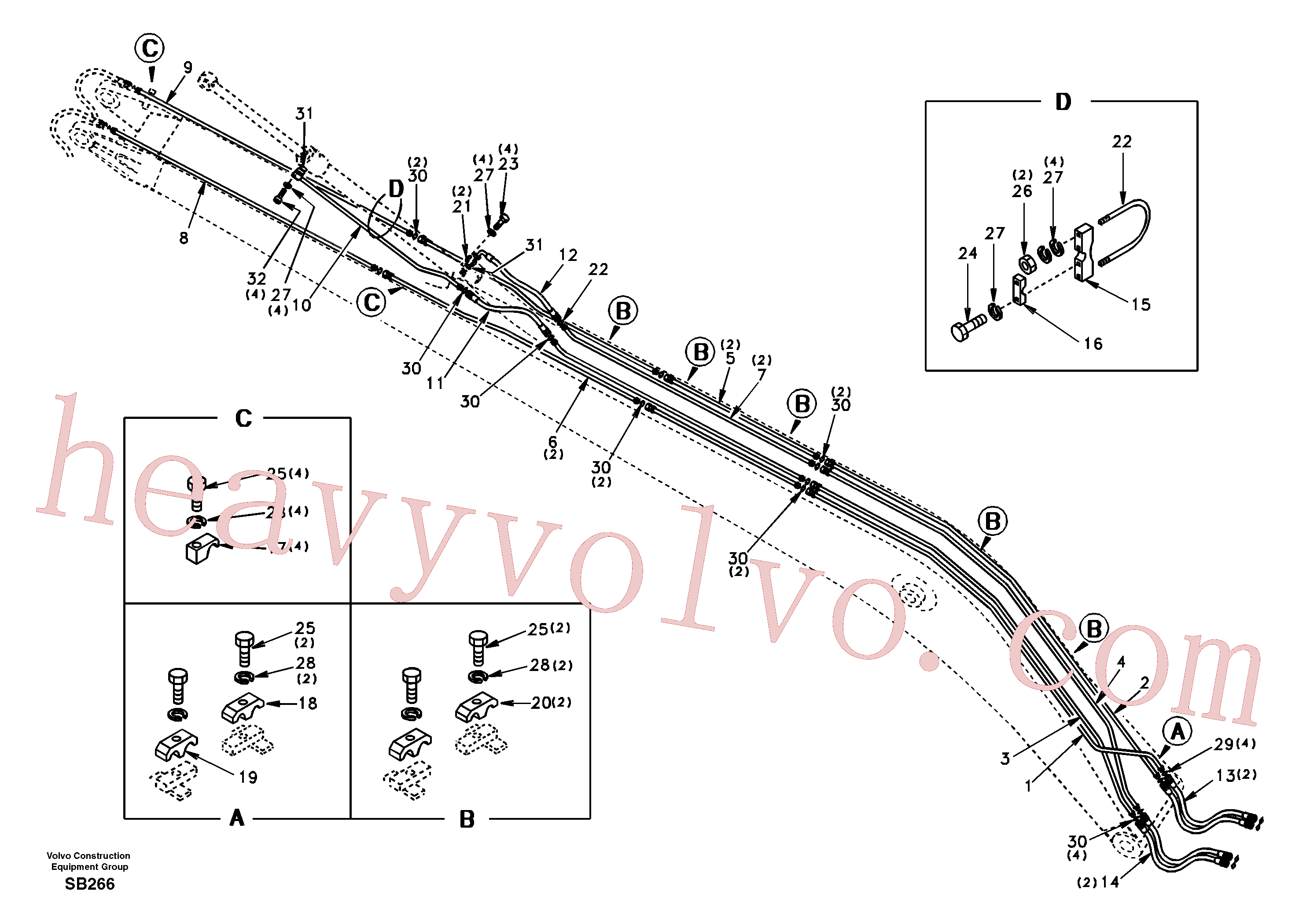 SA9406-06617 for Volvo Working hydraulic, long boom(SB266 assembly)