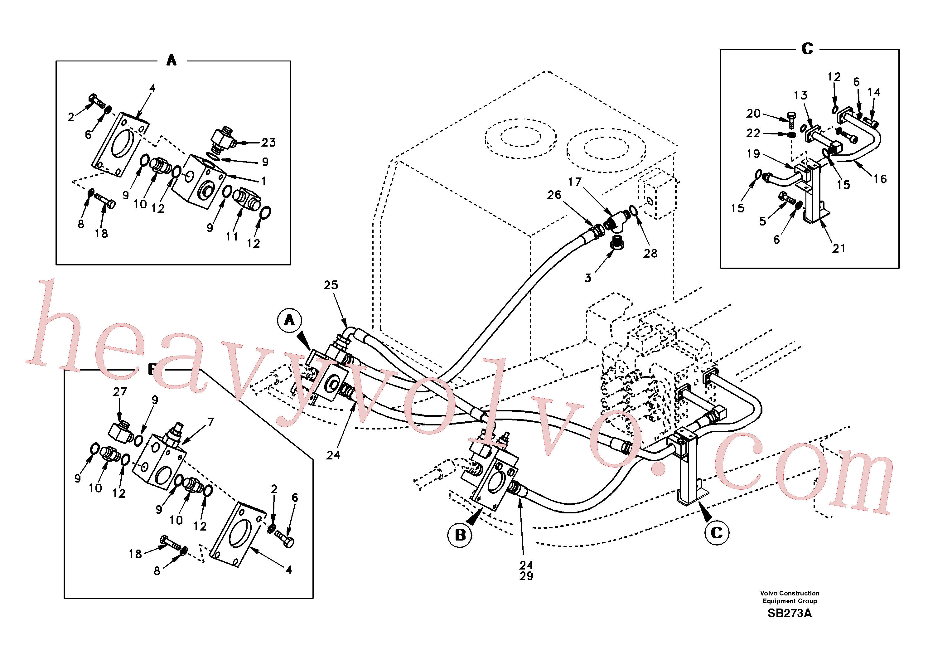 SA9011-21016 for Volvo Working hydraulic, hammer and shear for upper(SB273A assembly)