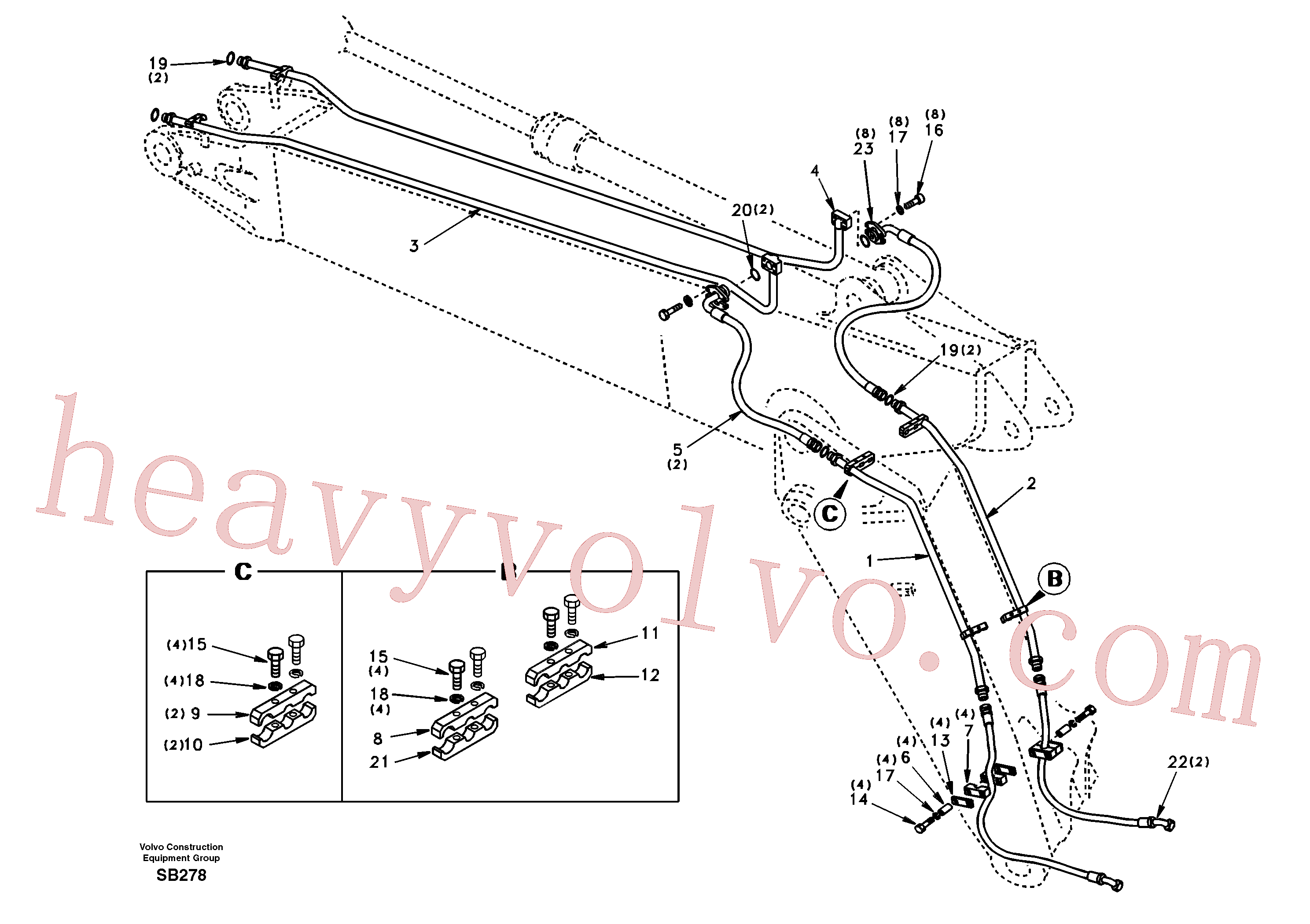 SA1174-56870 for Volvo Working hydraulic, hammer and shear for adjustable boom(SB278 assembly)