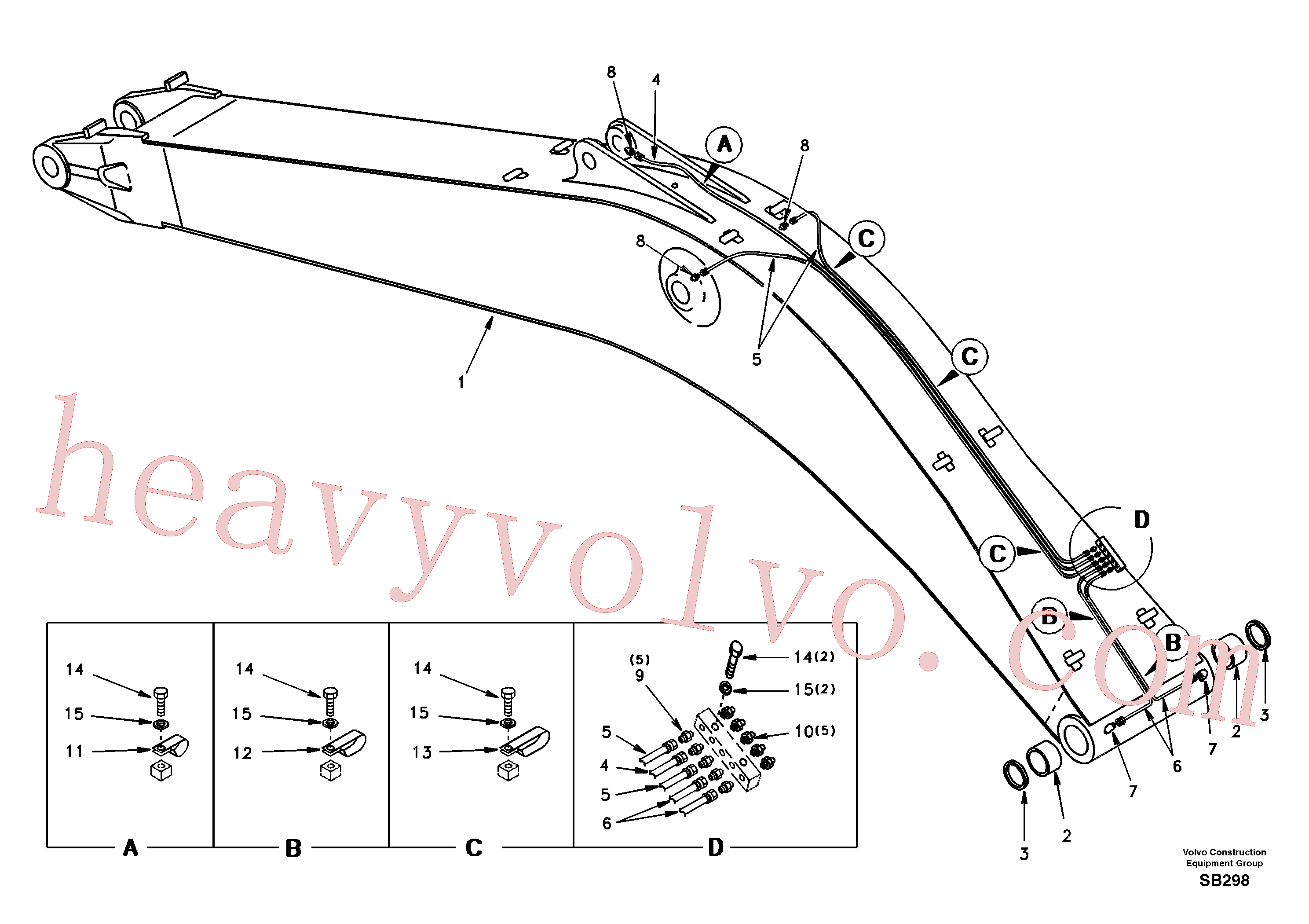 SA1173-00331 for Volvo Boom and grease piping, mono(SB298 assembly)