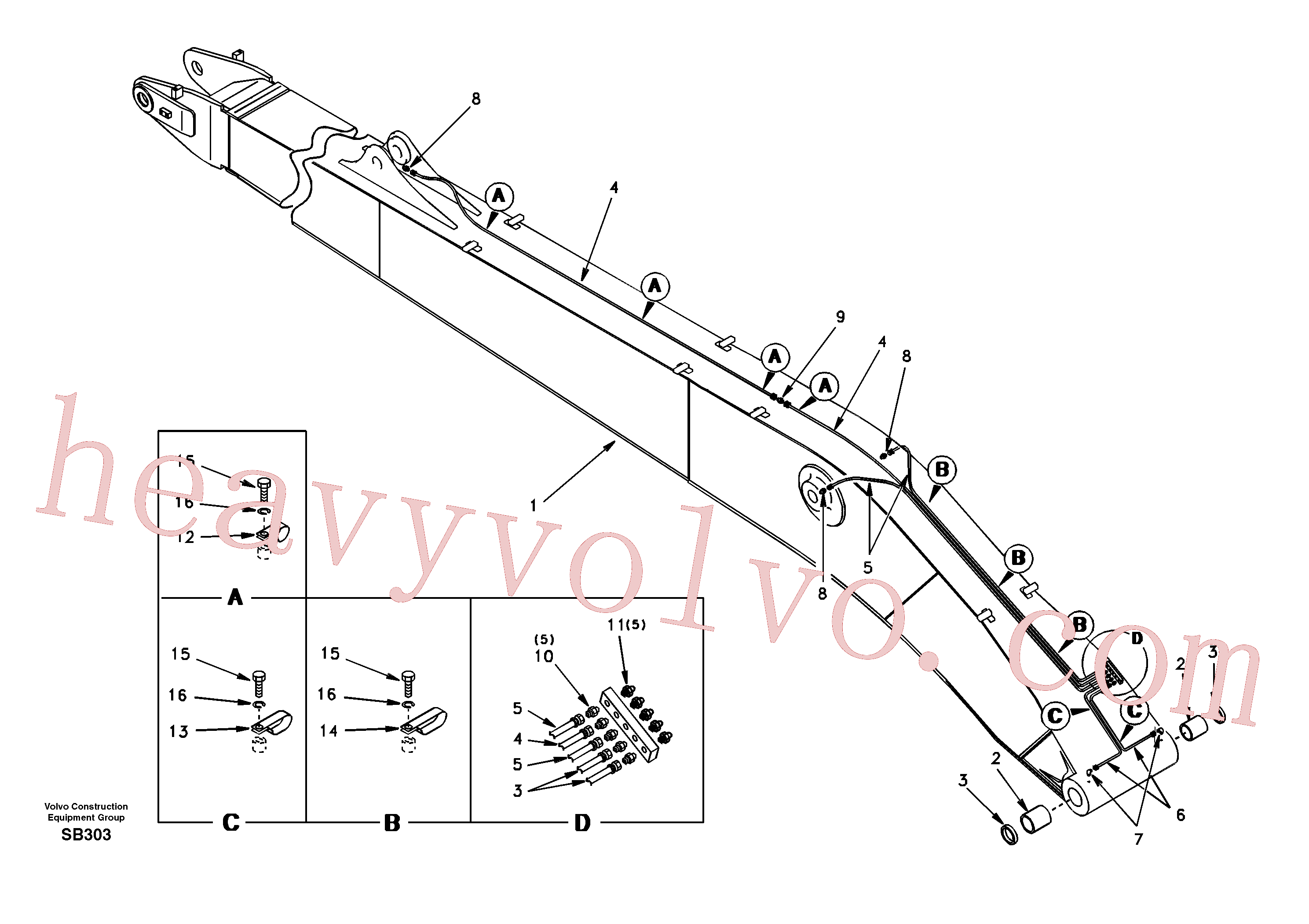 SA1173-00331 for Volvo Boom and grease piping, super long(SB303 assembly)