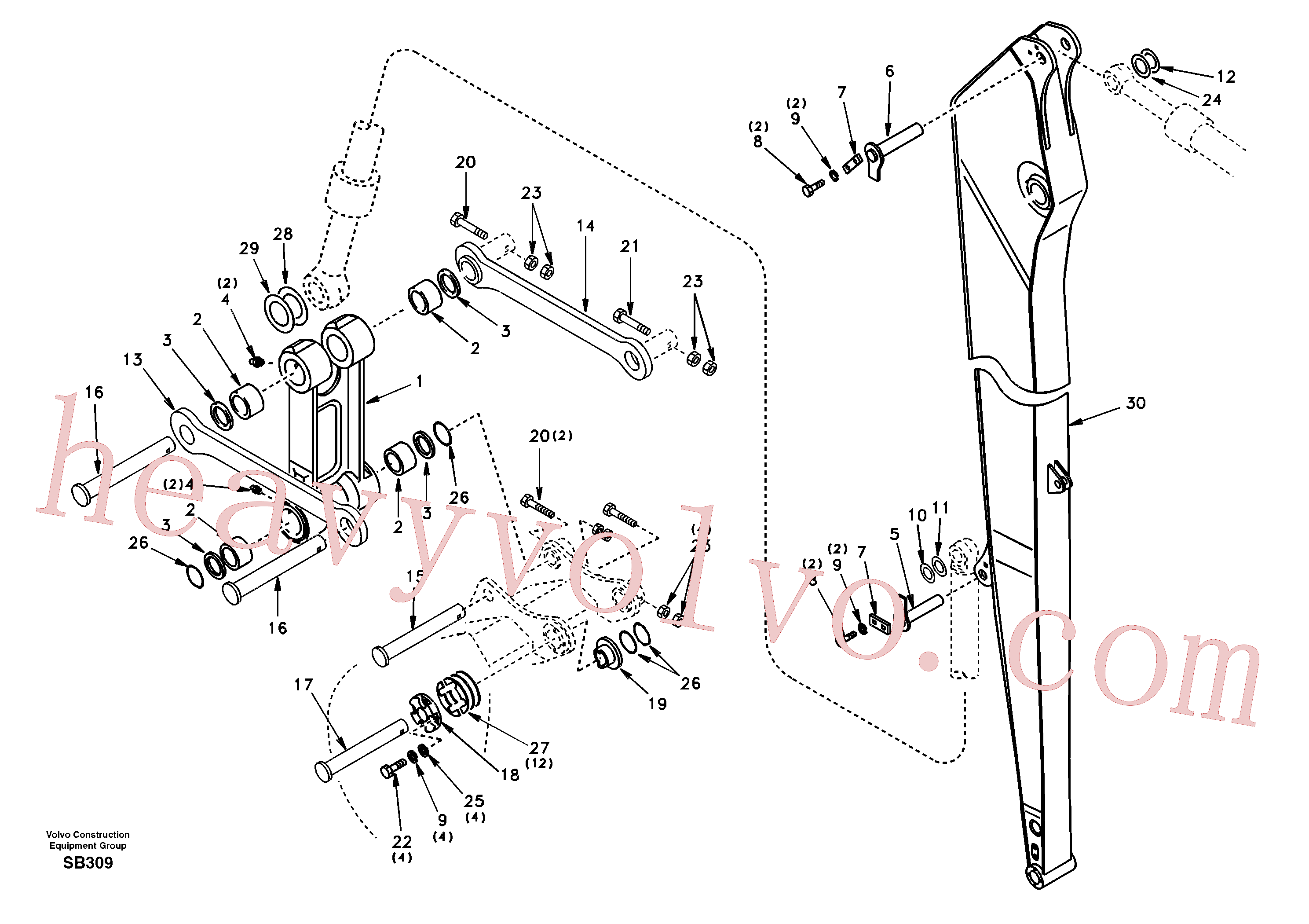 SA9561-06520 for Volvo Links to dipper arm, super long(SB309 assembly)