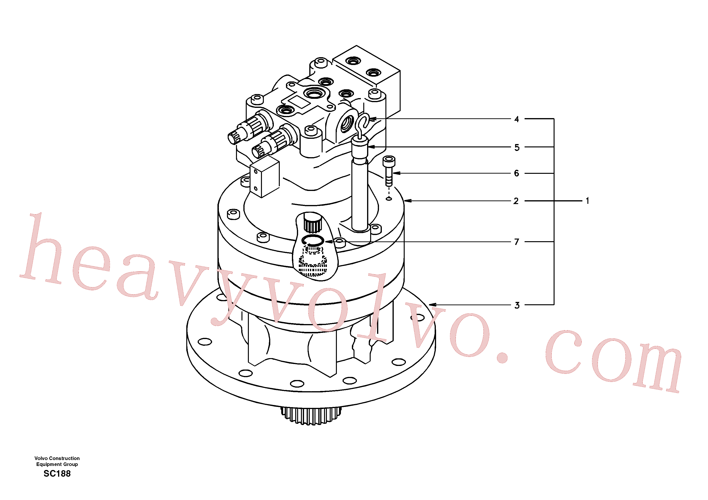 SA1142-06500 for Volvo Swing motor with mounting parts(SC188 assembly)