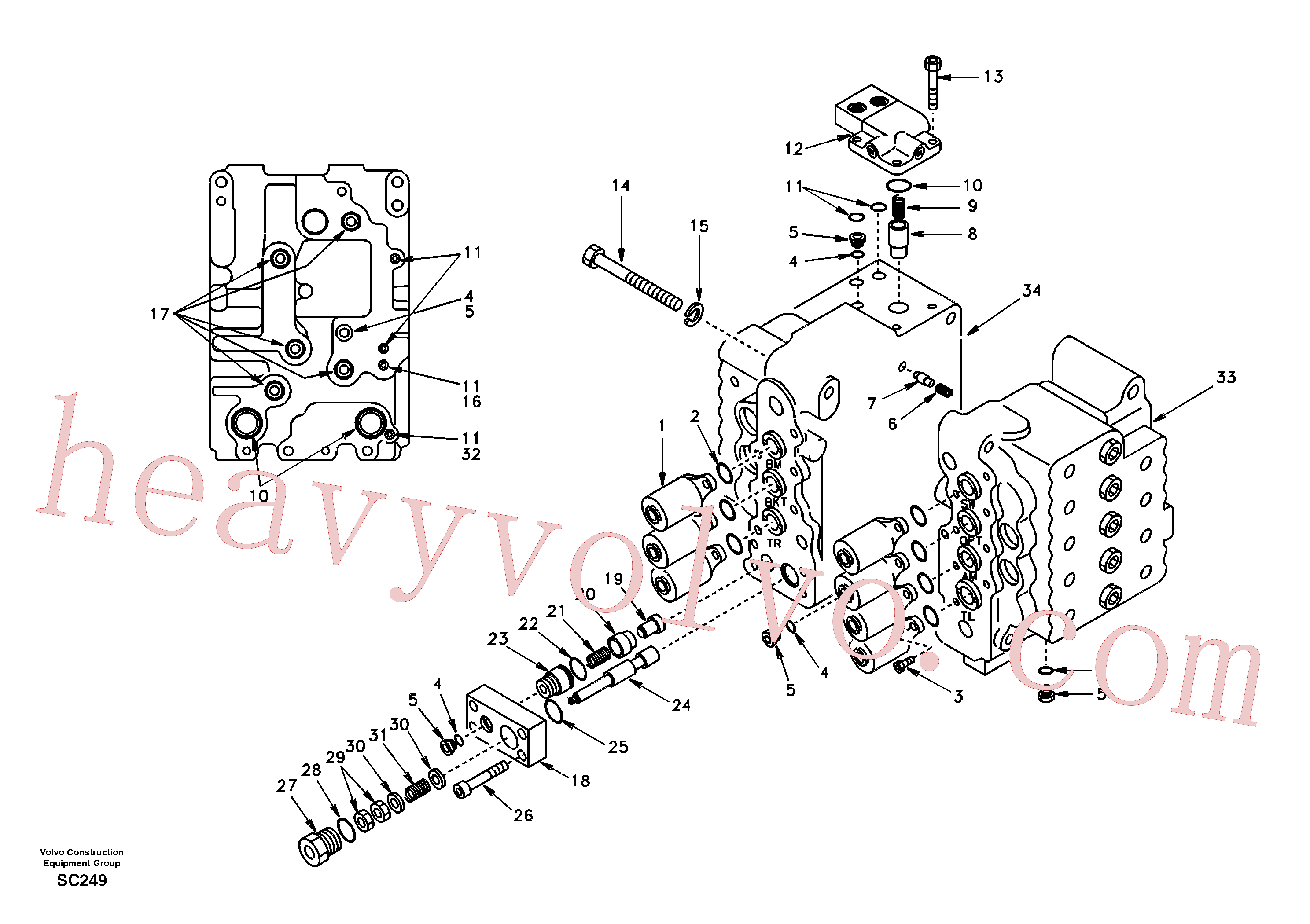 SA8230-23201 for Volvo Control valve with fitting parts.(SC249 assembly)