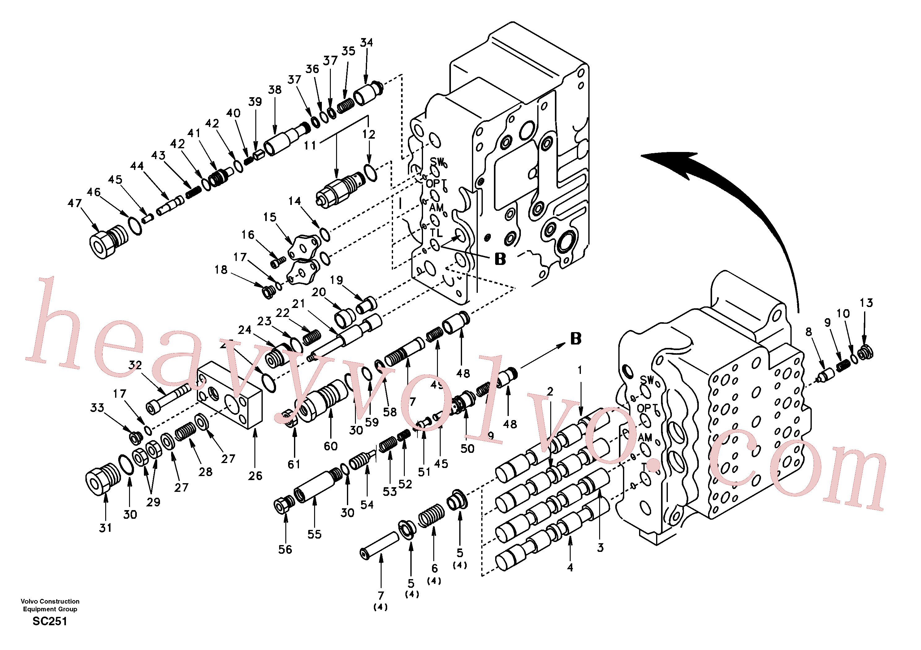 SA8230-23201 for Volvo Main control valve, swing and option and dipper arm and travel Lh(SC251 assembly)