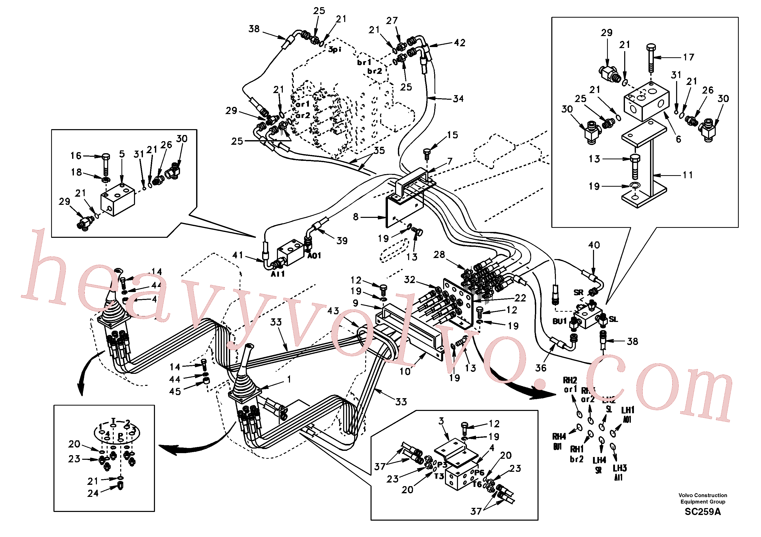 SA9011-20812 for Volvo Servo system, control valve to remote control valve(SC259A assembly)