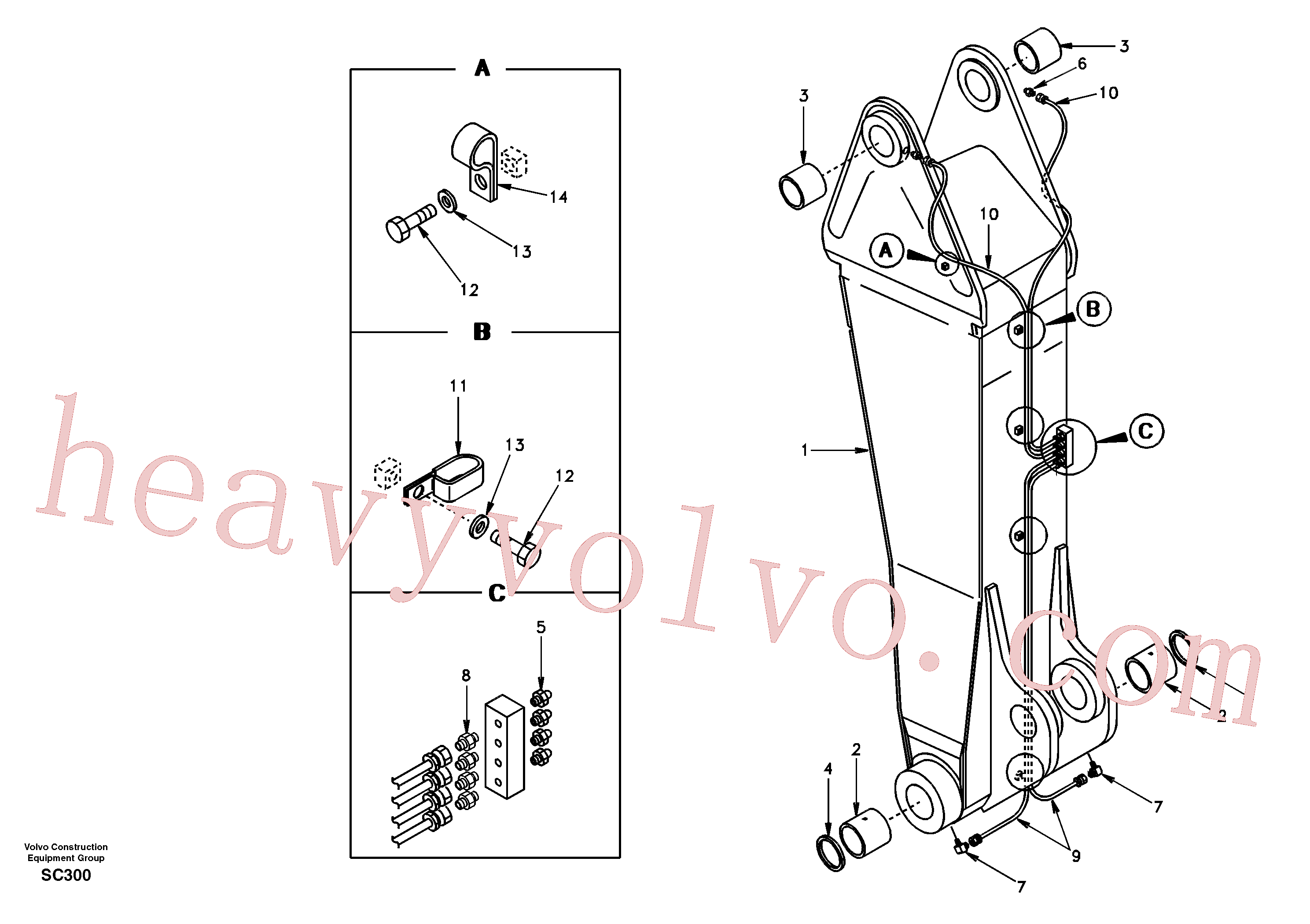 VOE14502967 for Volvo Boom and grease piping, adjustable 1st(SC300 assembly)