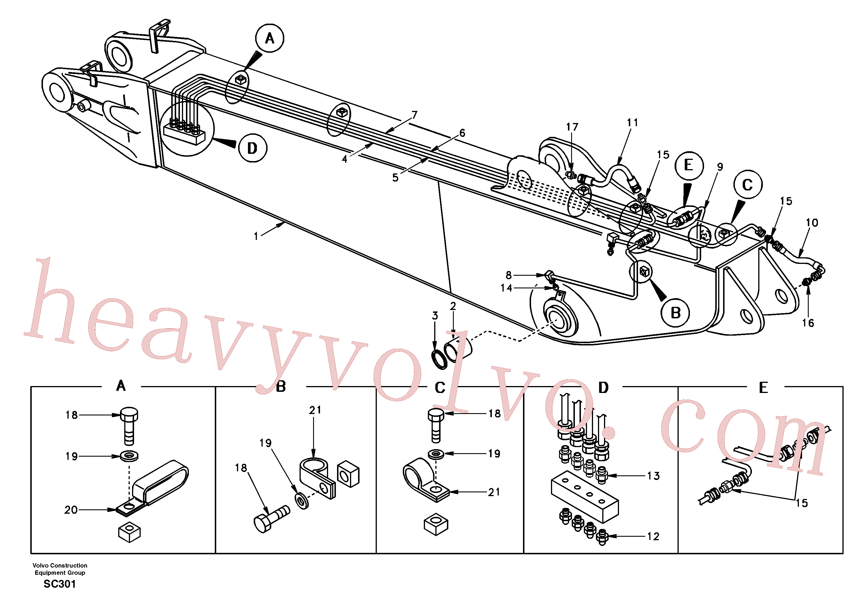 SA1173-04090 for Volvo Boom and grease piping, adjustable 2nd(SC301 assembly)