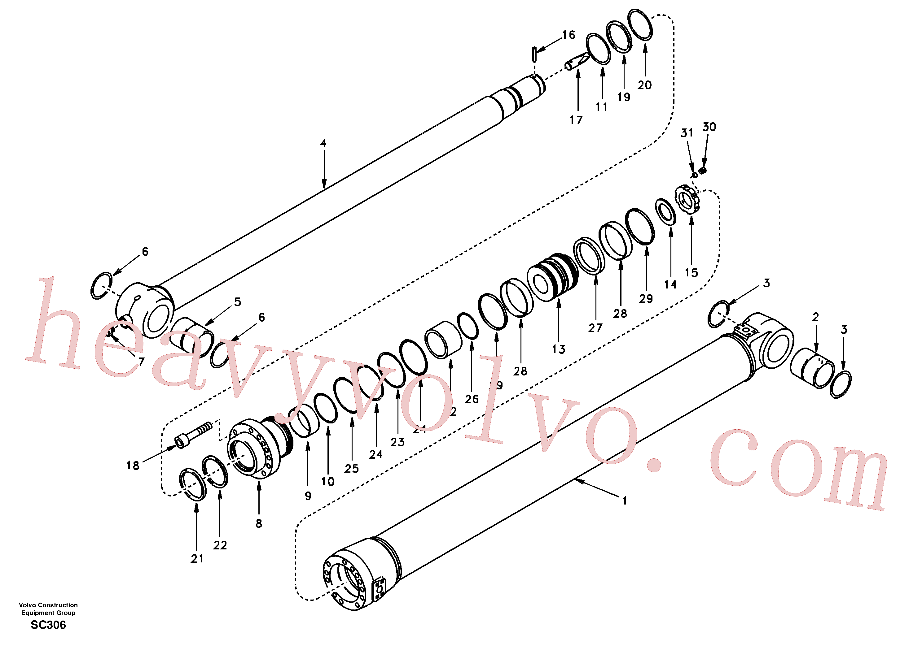 VOE14501127 for Volvo Dipper arm cylinder(SC306 assembly)