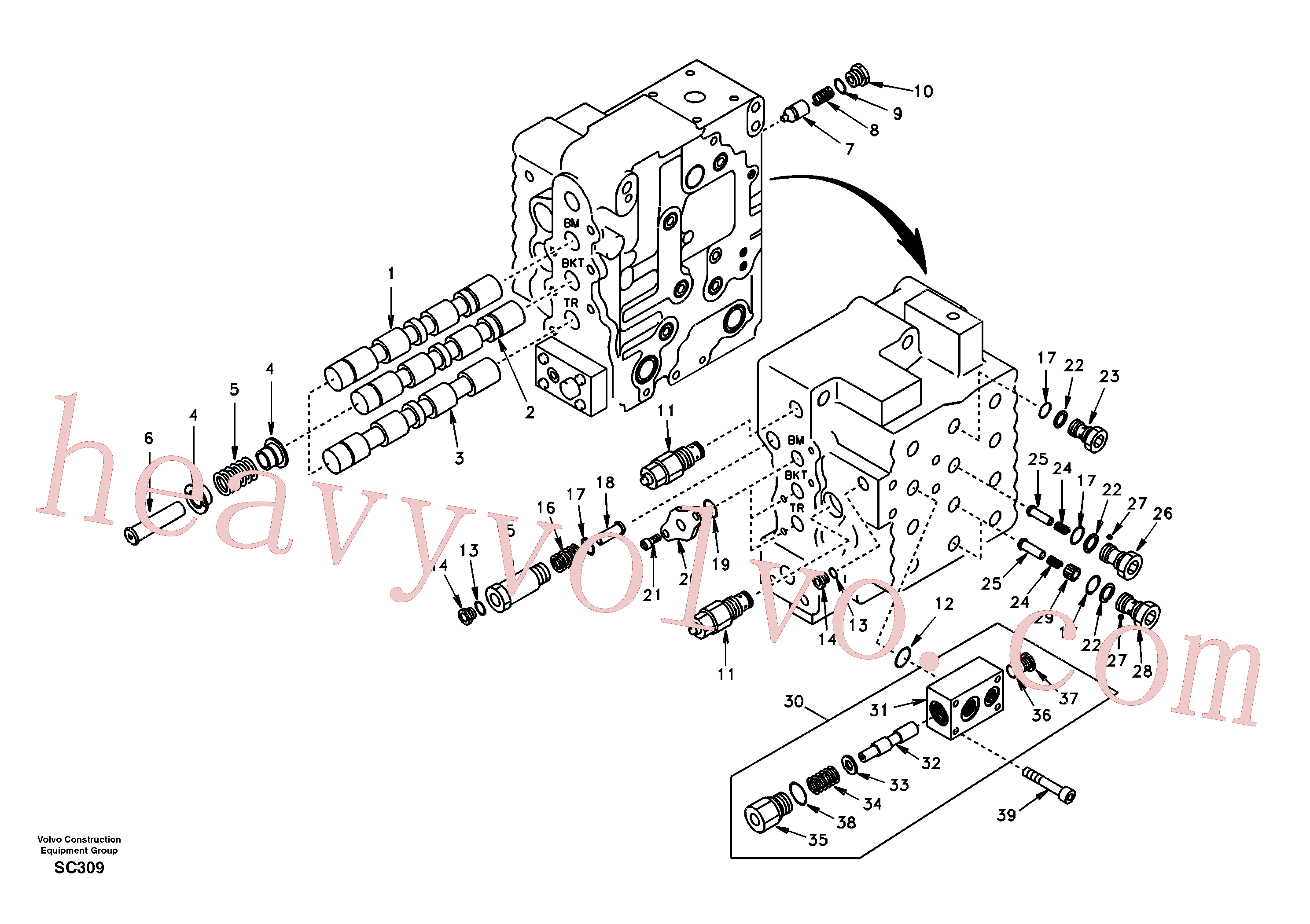 SA7273-11310 for Volvo Main control valve, boom and bucket and travel Rh(SC309 assembly)