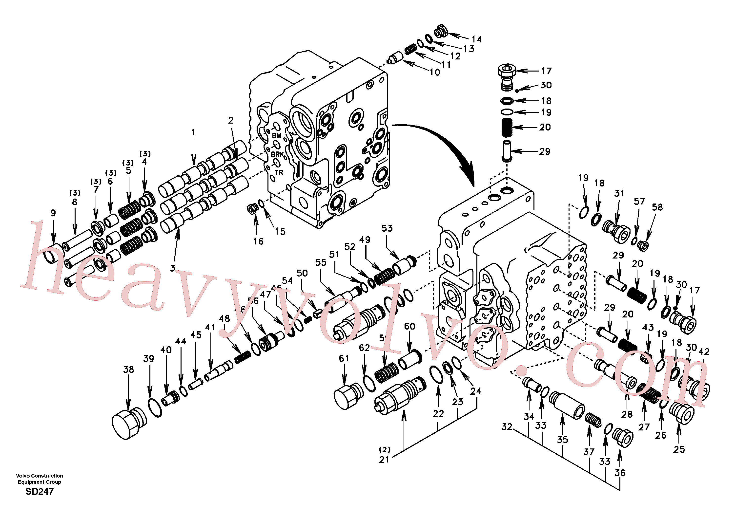 SA8230-01160 for Volvo Main control valve, boom and bucket and travel Rh(SD247 assembly)