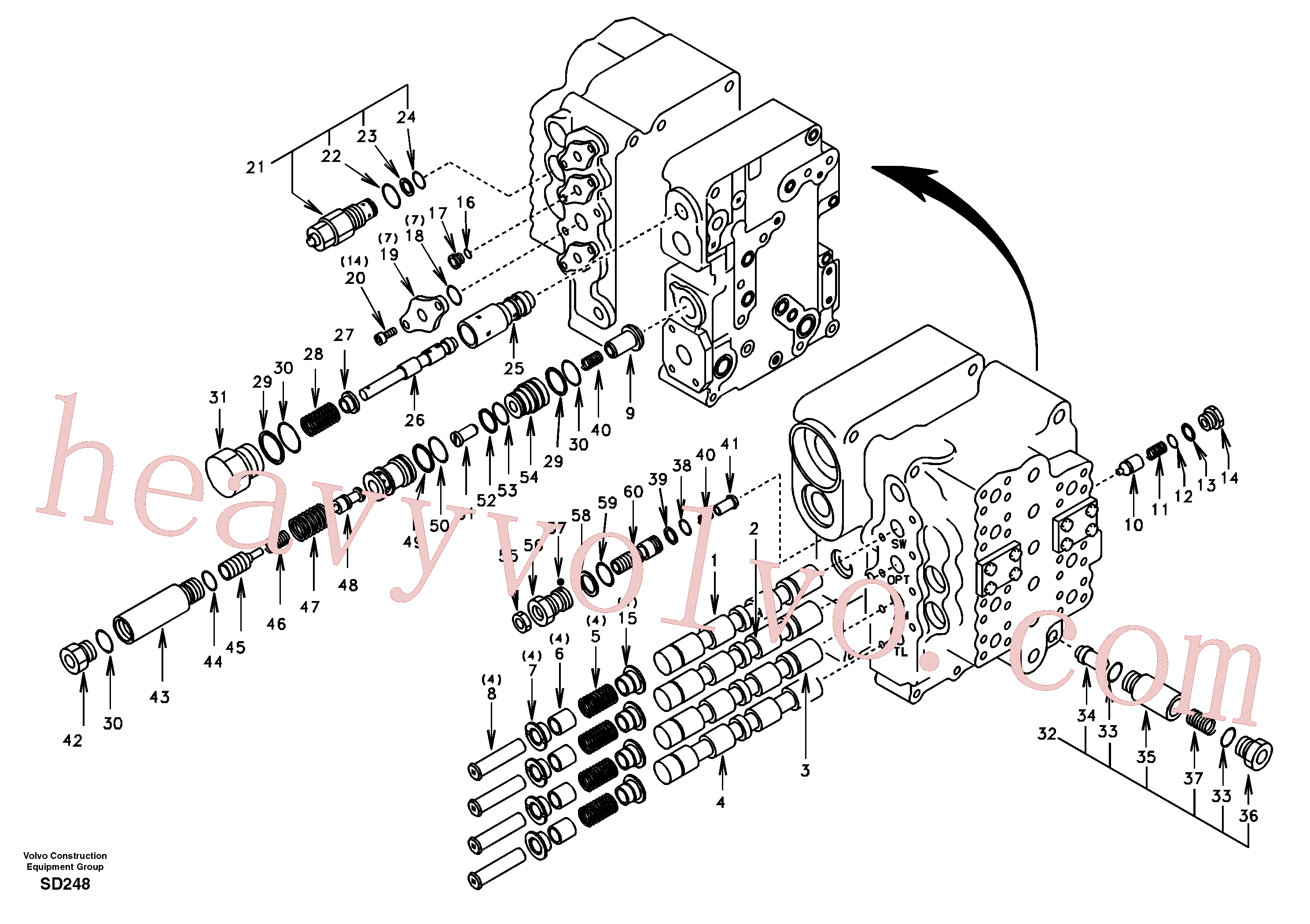 VOE14501813 for Volvo Main control valve, swing and option and dipper arm and travel Lh(SD248 assembly)