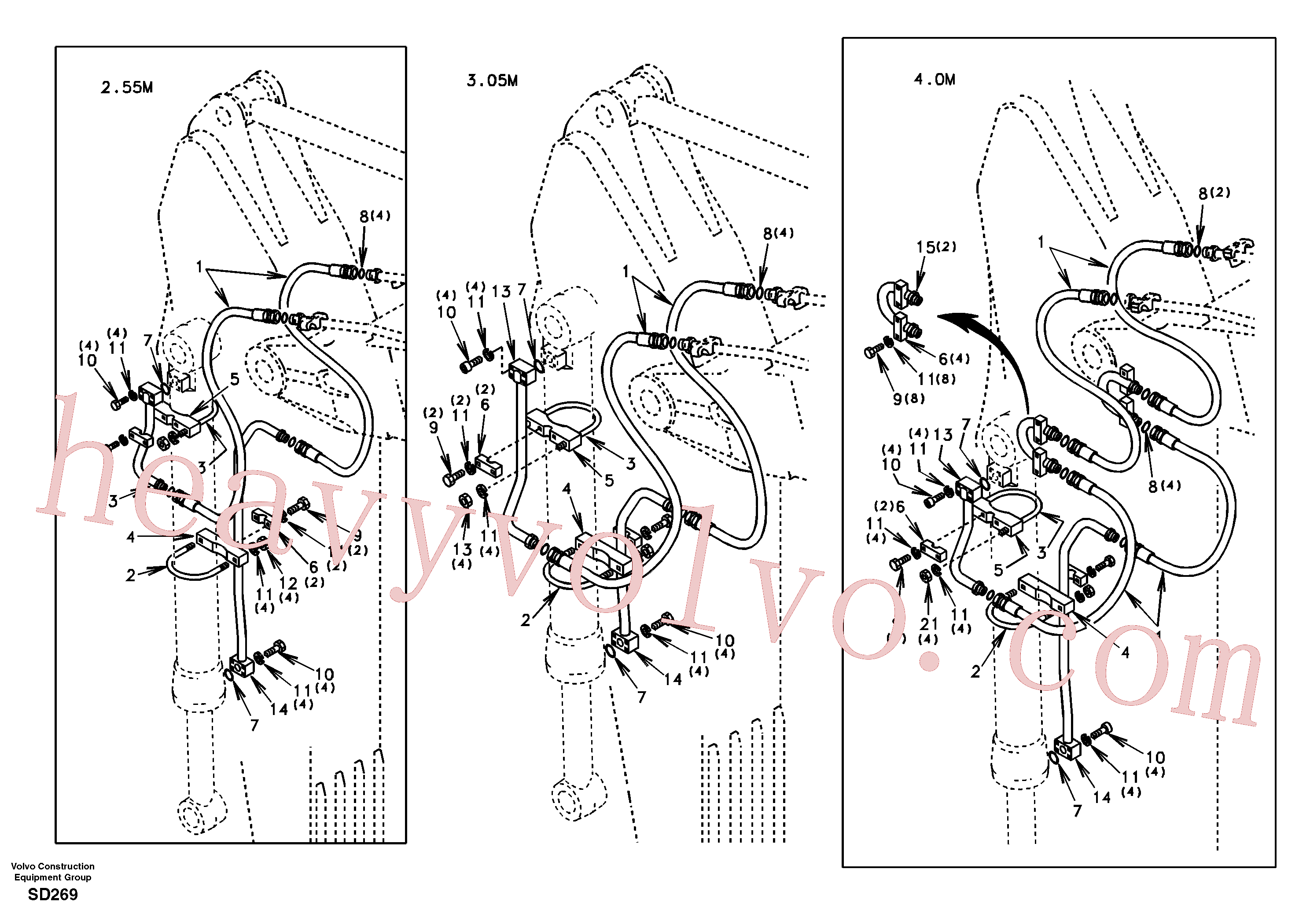 SA1174-01621 for Volvo Working hydraulic, dipper arm(SD269 assembly)