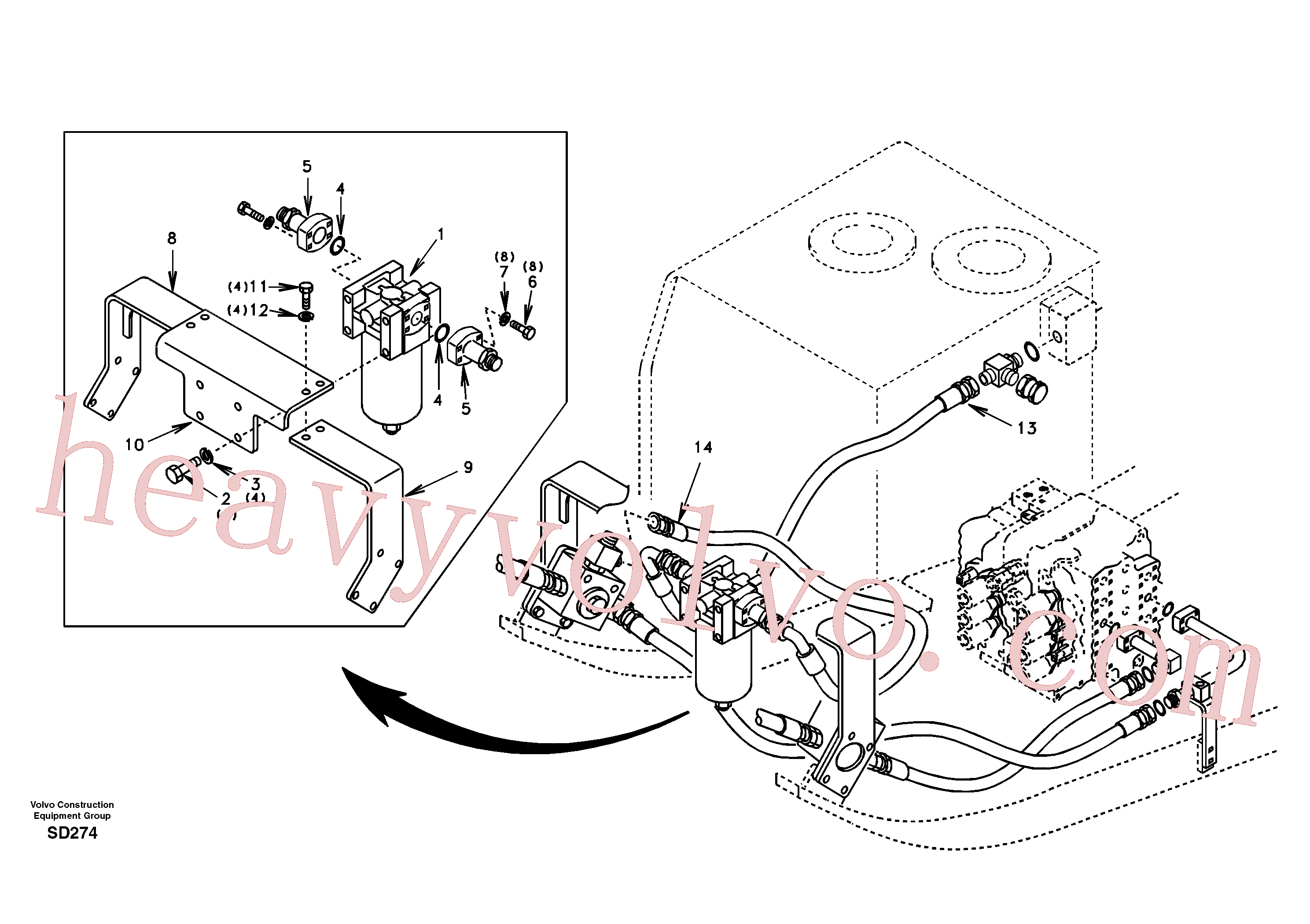 SA1142-05650 for Volvo Working hydraulic, hammer and shear for return filter(SD274 assembly)