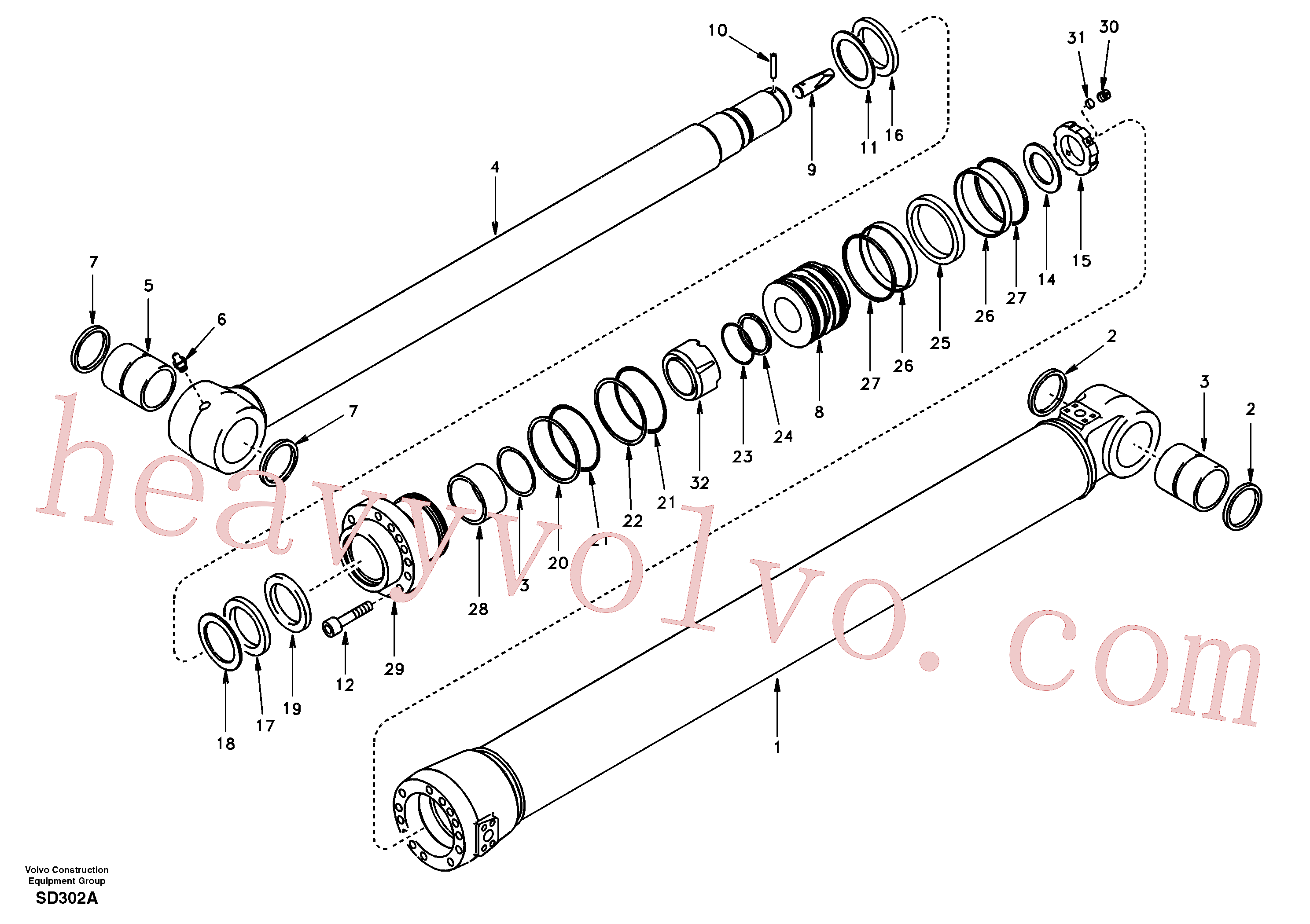 VOE14589835 for Volvo Dipper arm cylinder(SD302A assembly)