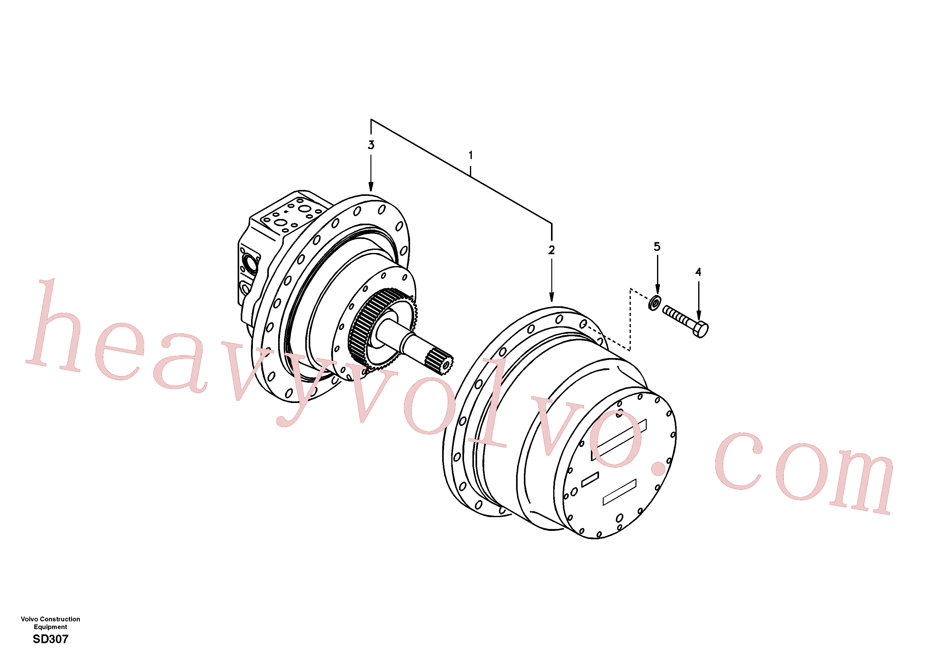 SA9011-22014 for Volvo Travel motor with mounting parts(SD307 assembly)