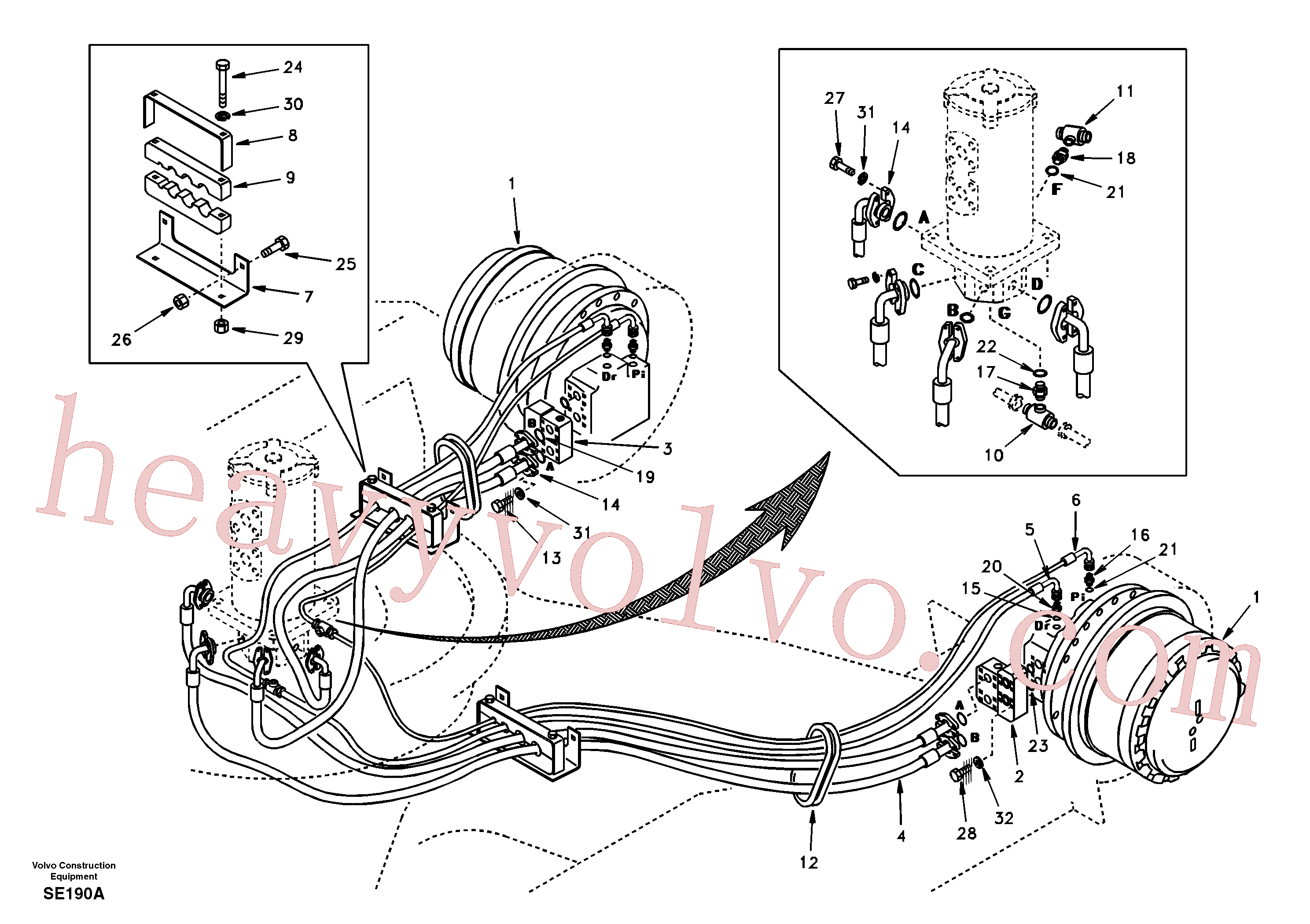 SA9412-11250 for Volvo Turning joint line, turning joint to travel motor(SE190A assembly)