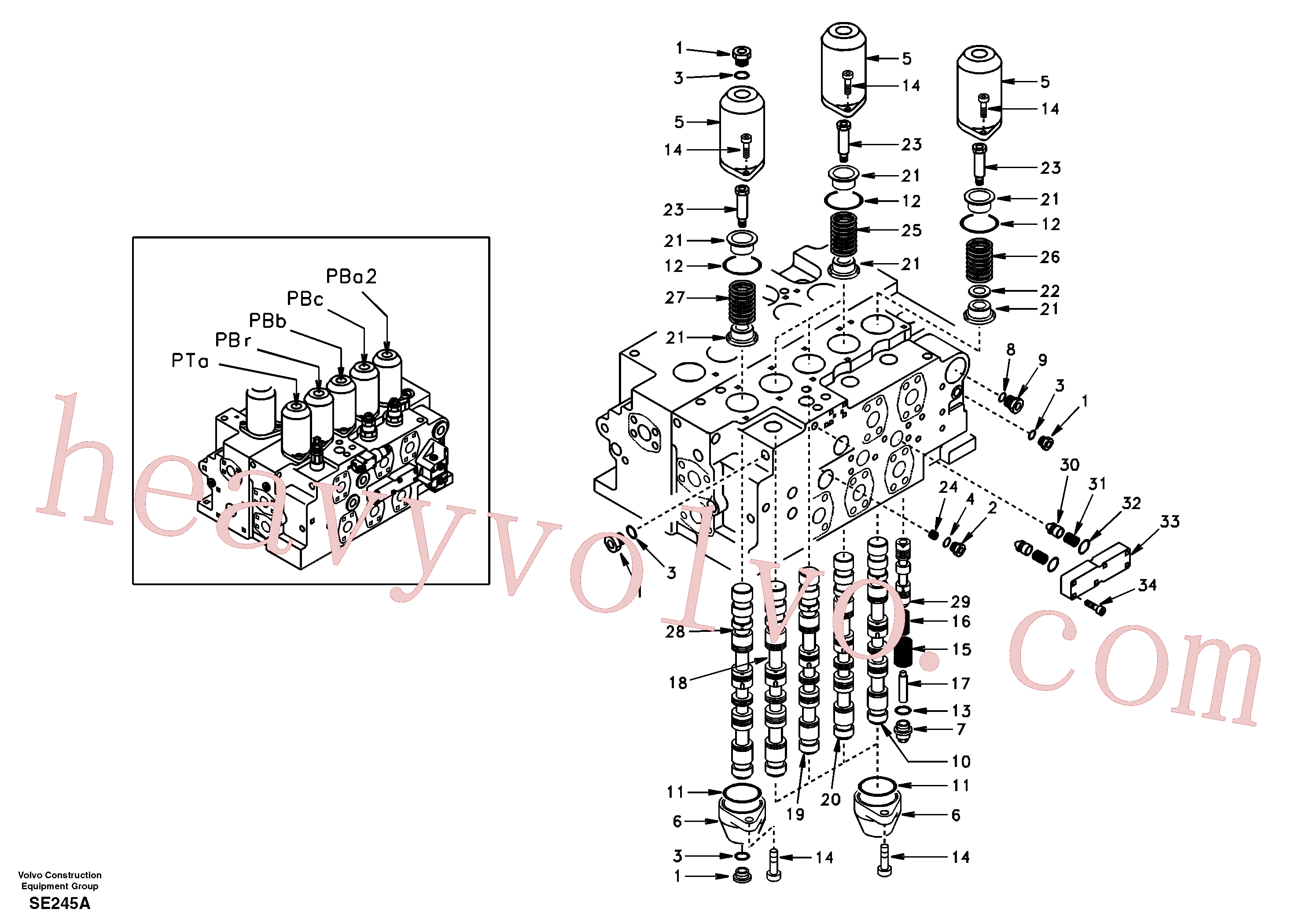 SA1142-05712 for Volvo Main control valve, boom and bucket and travel Rh(SE245A assembly)