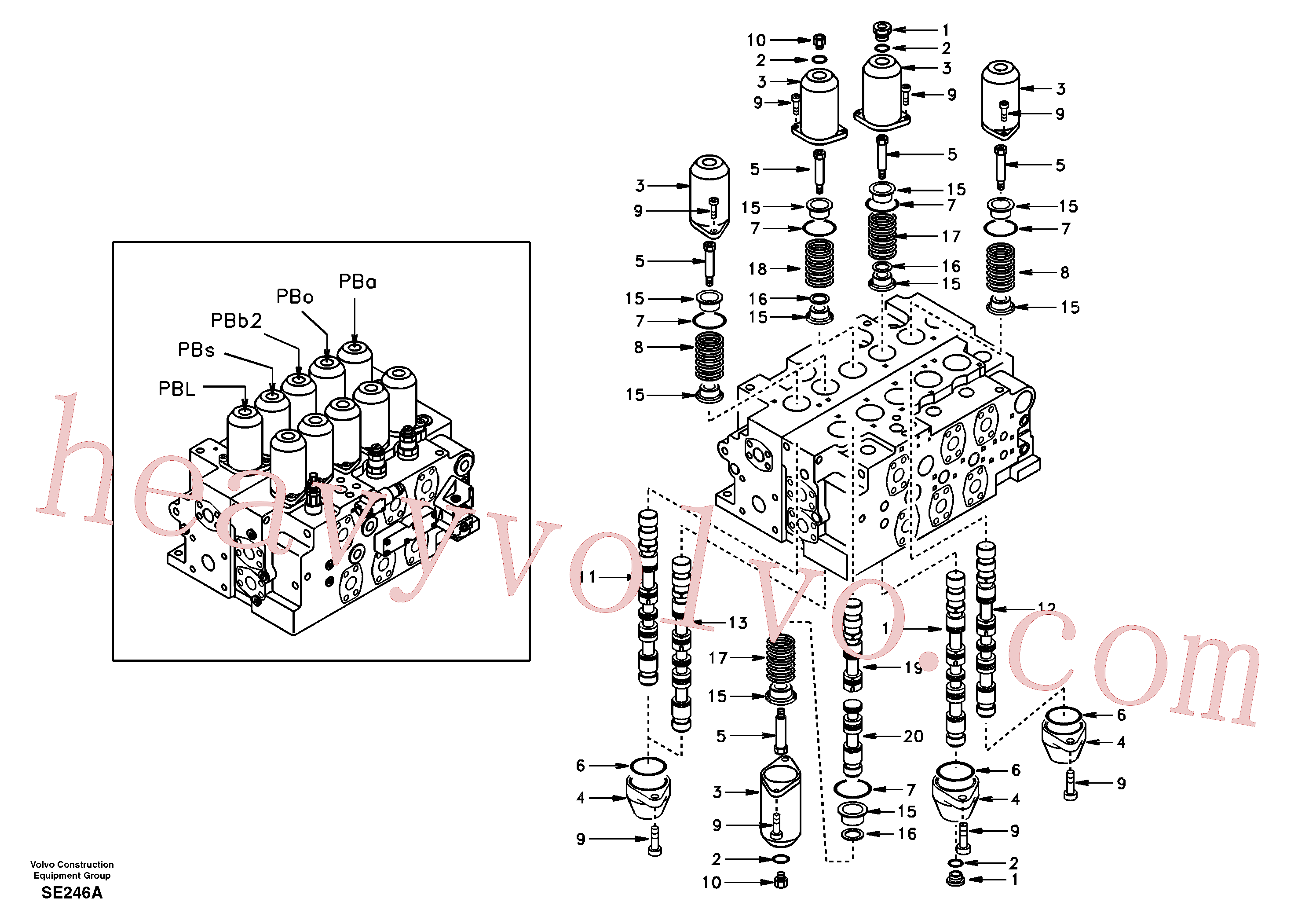 SA1142-05712 for Volvo Main control valve, swing and option and dipper arm and travel Lh(SE246A assembly)