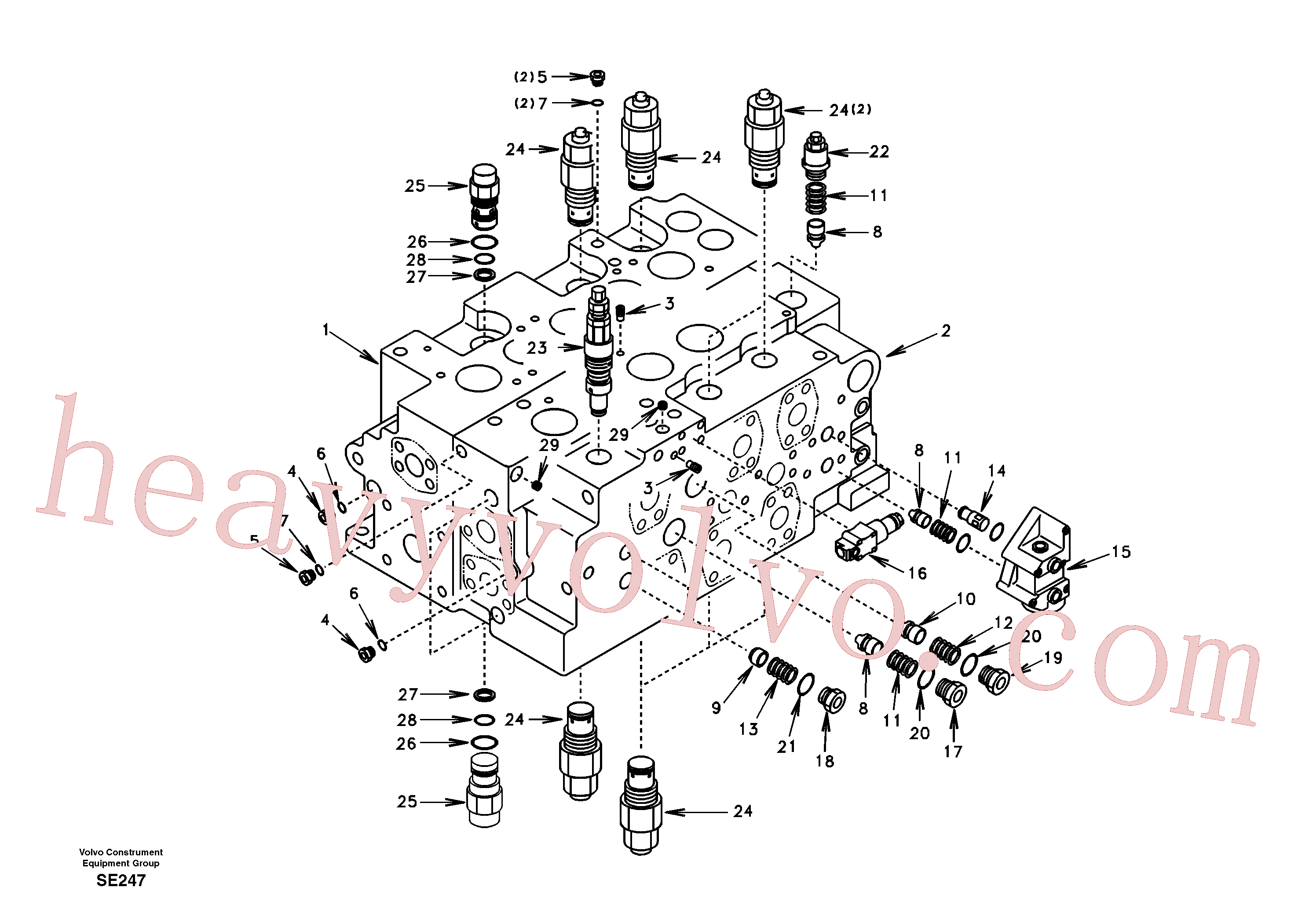 SA8230-36590 for Volvo Main control valve, relief valve and dipper arm holding(SE247 assembly)