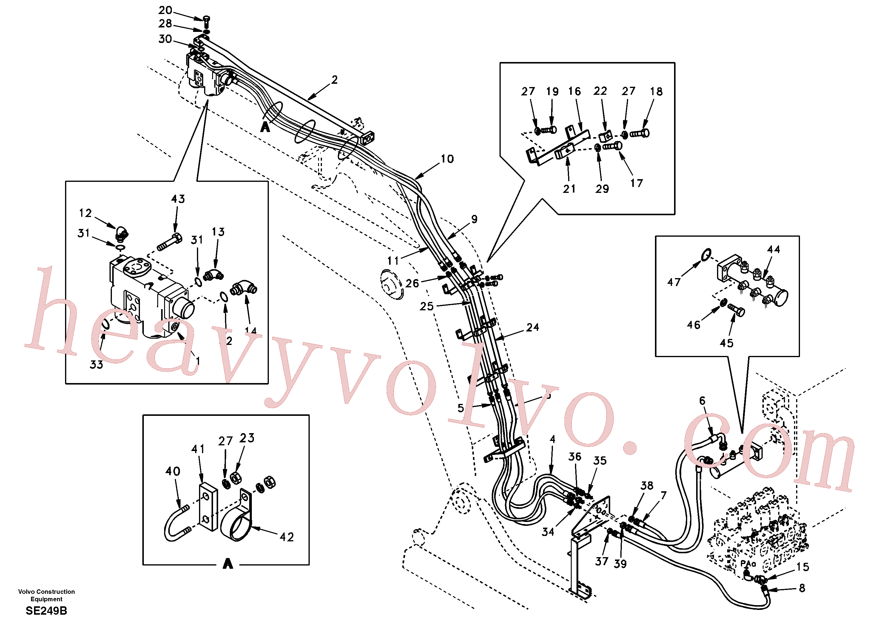 SA9451-04343 for Volvo Working hydraulic, dipper arm rupture(SE249B assembly)