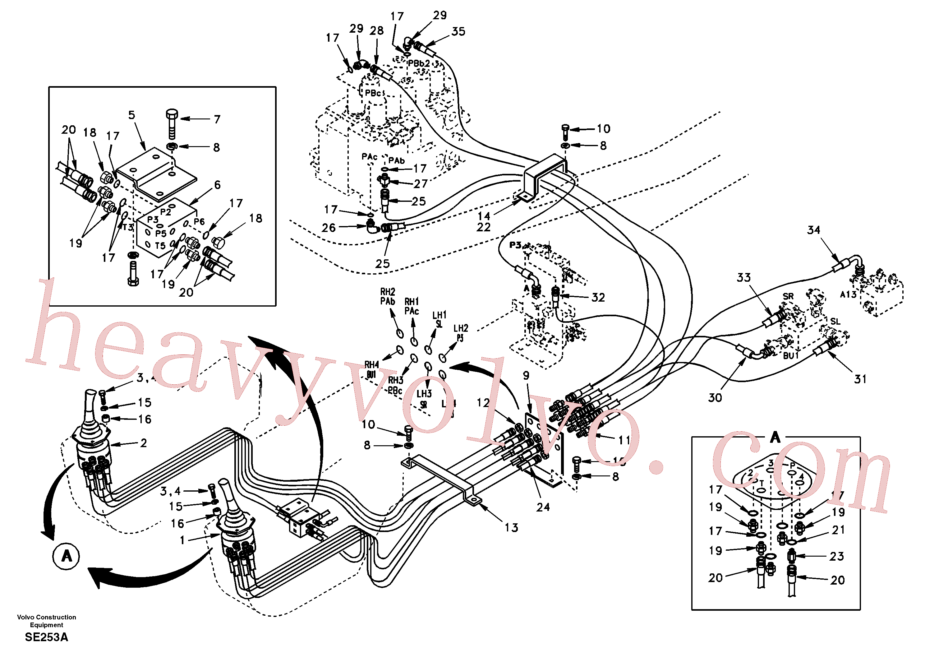 VOE993031 for Volvo Servo system, control valve to remote control valve(SE253A assembly)