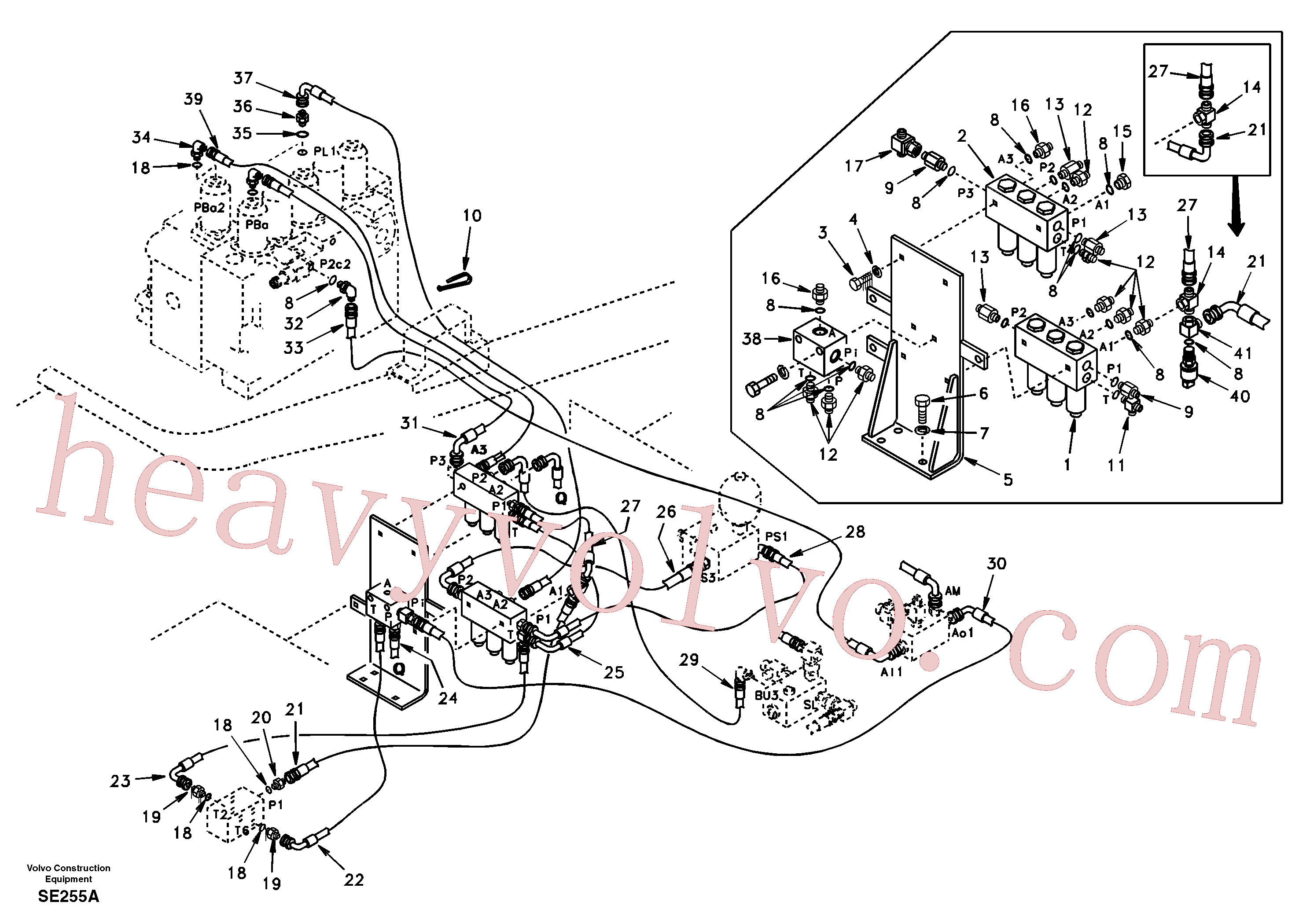 SA9453-03322 for Volvo Servo system, control valve to solenoid valve(SE255A assembly)