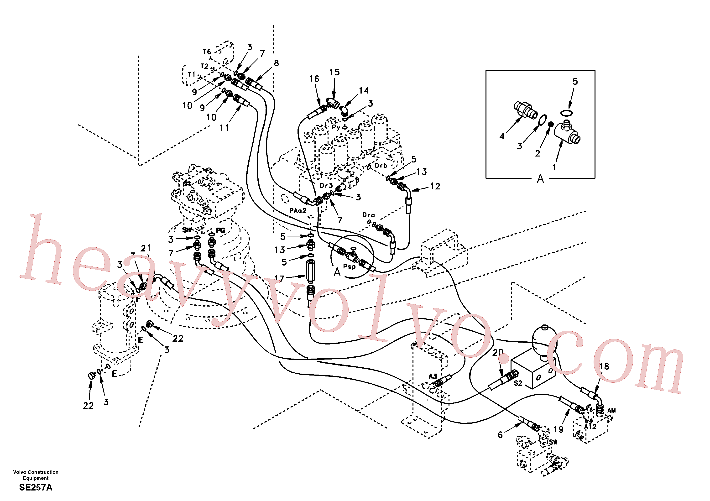 SA9453-03322 for Volvo Servo hydraulics, return line tank(SE257A assembly)