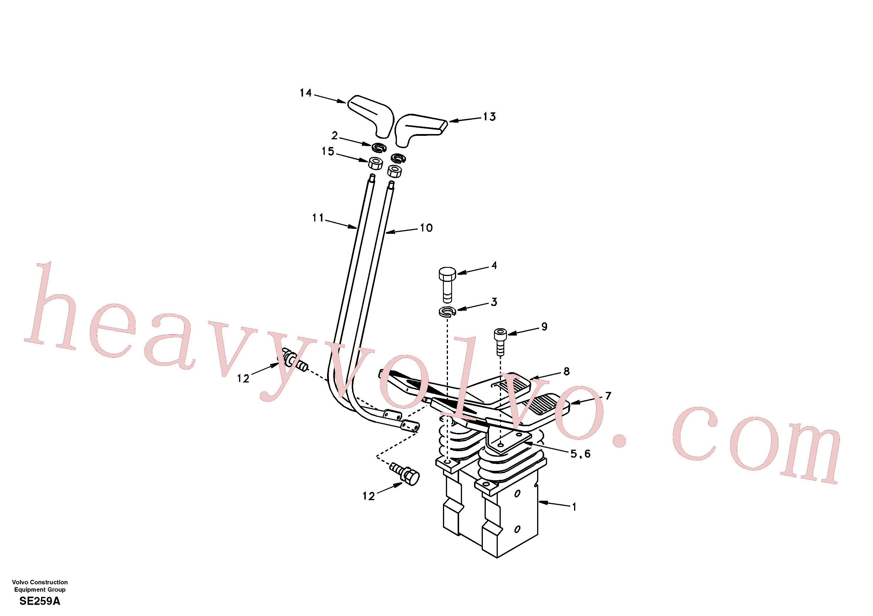 SA1068-02450 for Volvo Remote control valve pedal with fitting parts(SE259A assembly)