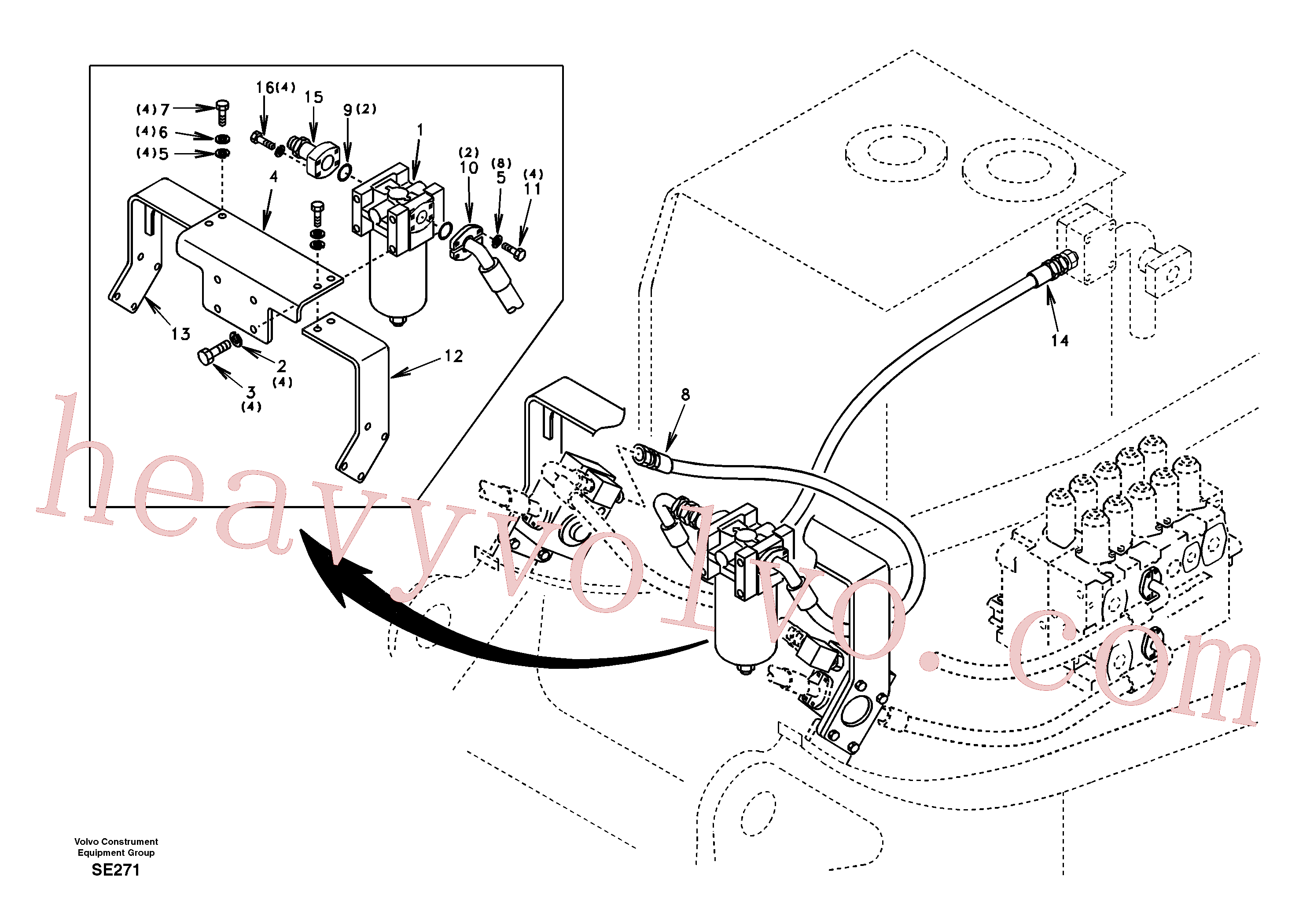 SA1142-05650 for Volvo Working hydraulic, hammer and shear for return filter(SE271 assembly)