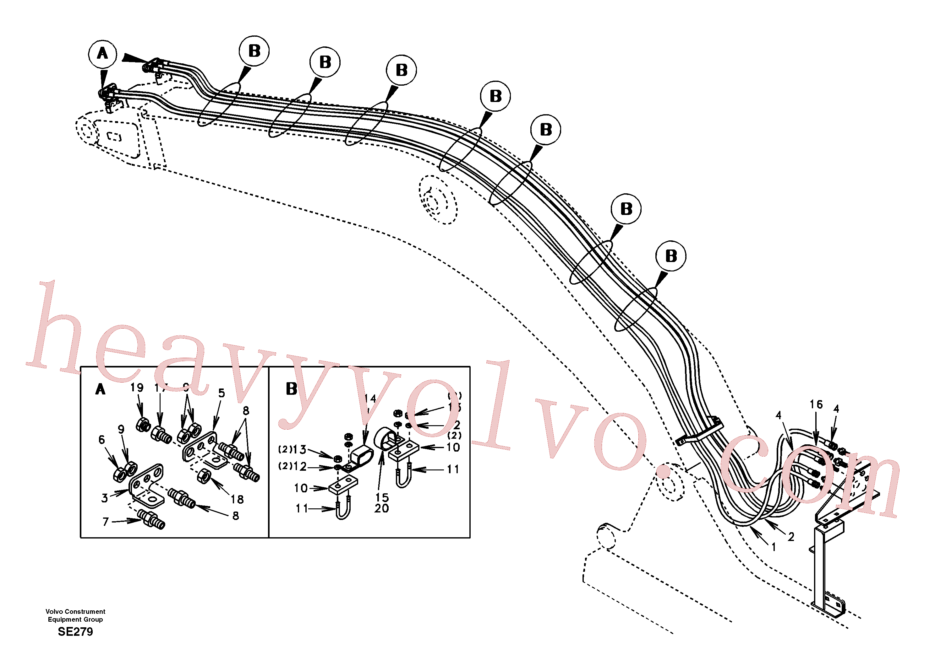 SA9466-04351 for Volvo Quickfit and rotator hydraulic boom(SE279 assembly)