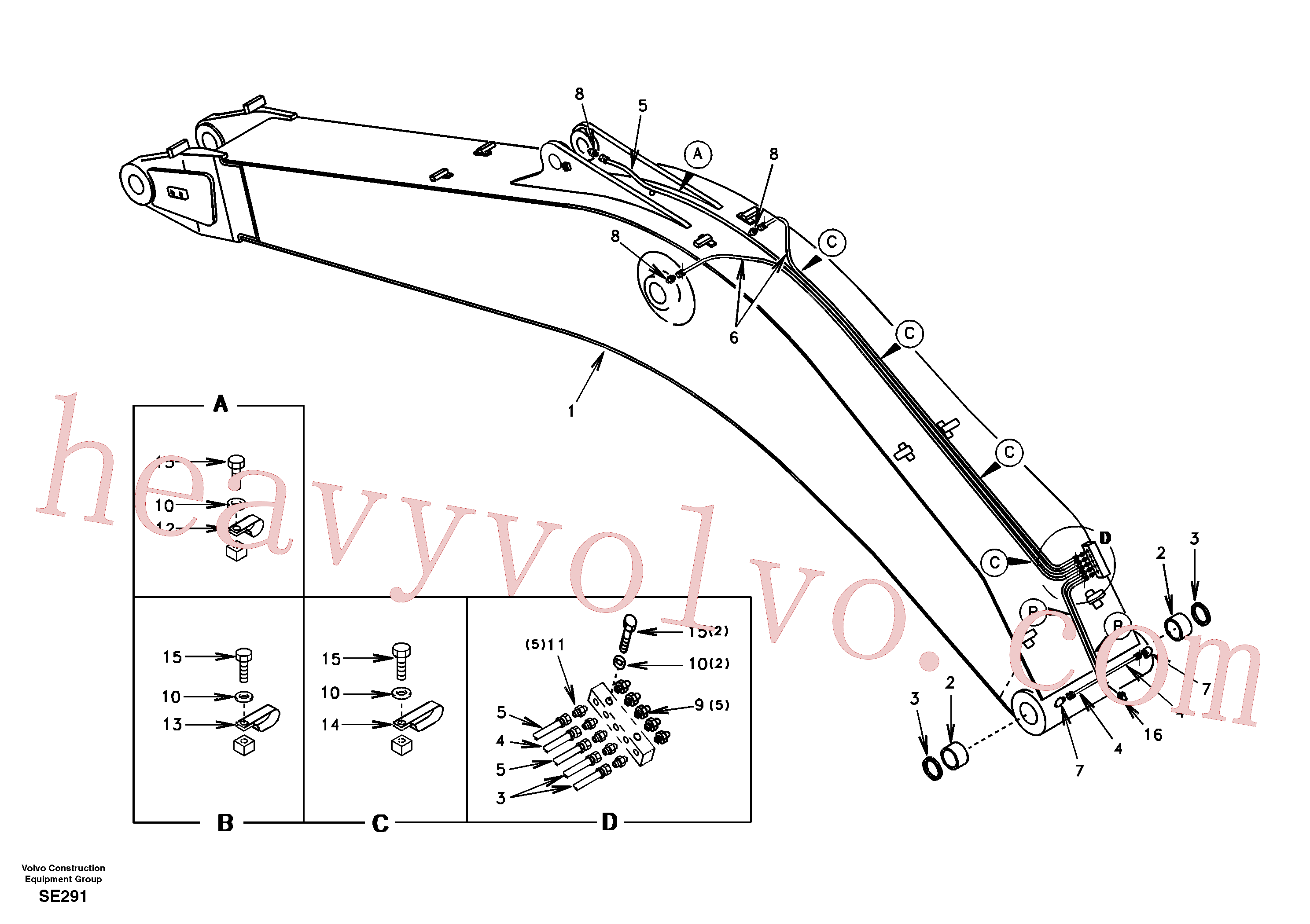 VOE14502980 for Volvo Boom and grease piping, mono(SE291 assembly)