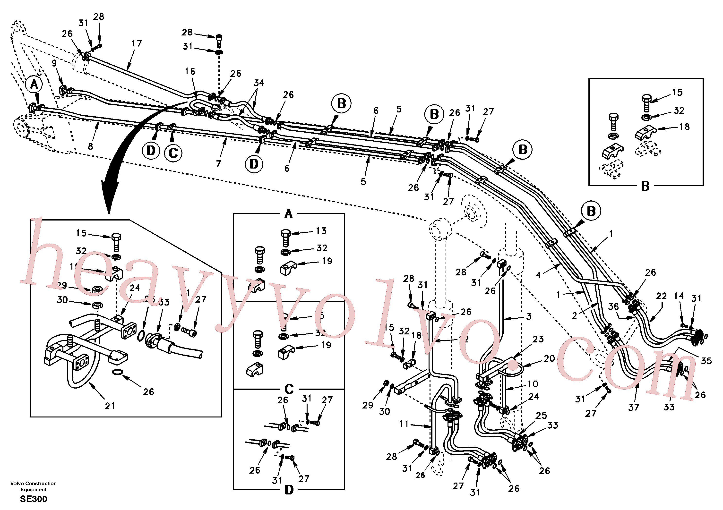 VOE14674385 for Volvo Working hydraulic, long boom(SE300 assembly)