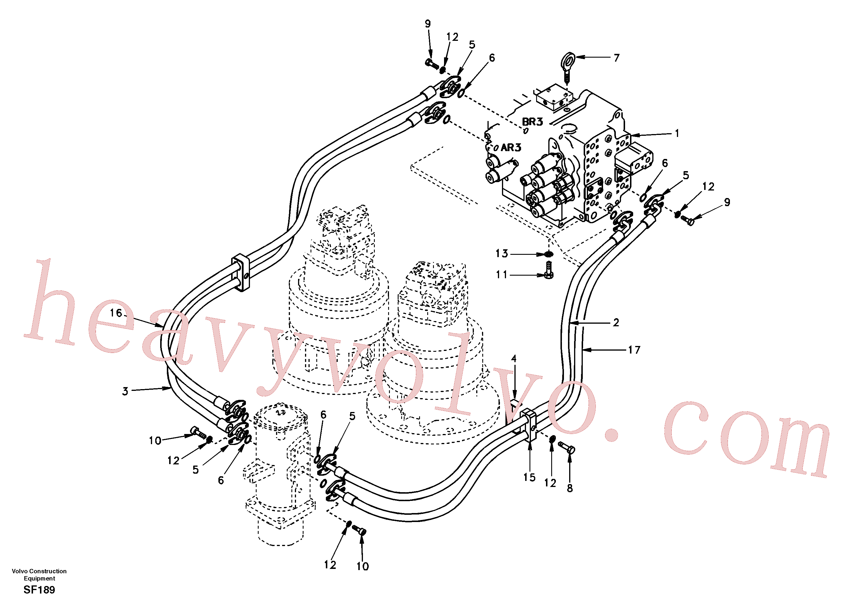 SA9459-05011 for Volvo Turning joint line, control valve to turning joint(SF189 assembly)