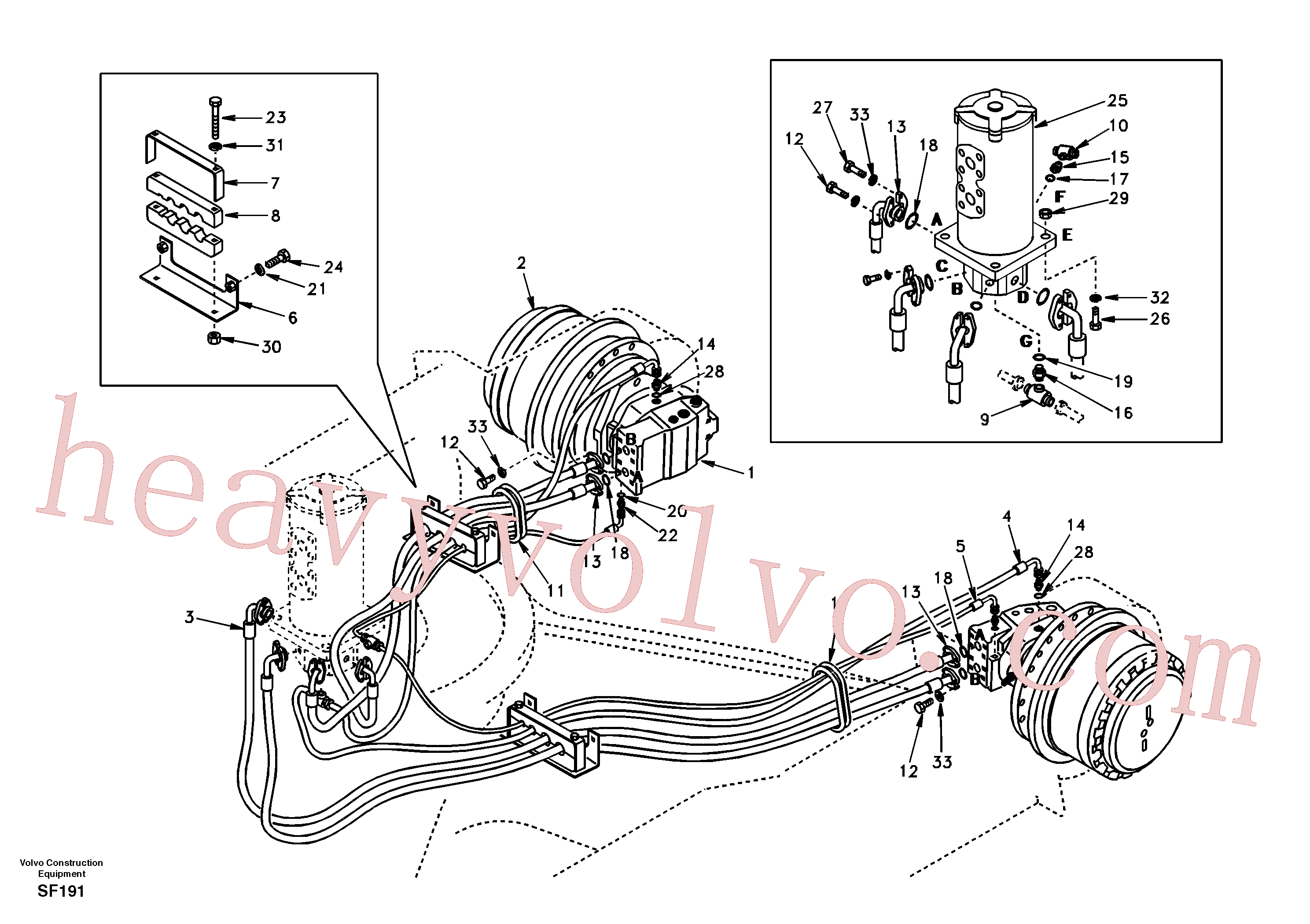 SA9453-02257 for Volvo Turning joint line, turning joint to travel motor(SF191 assembly)