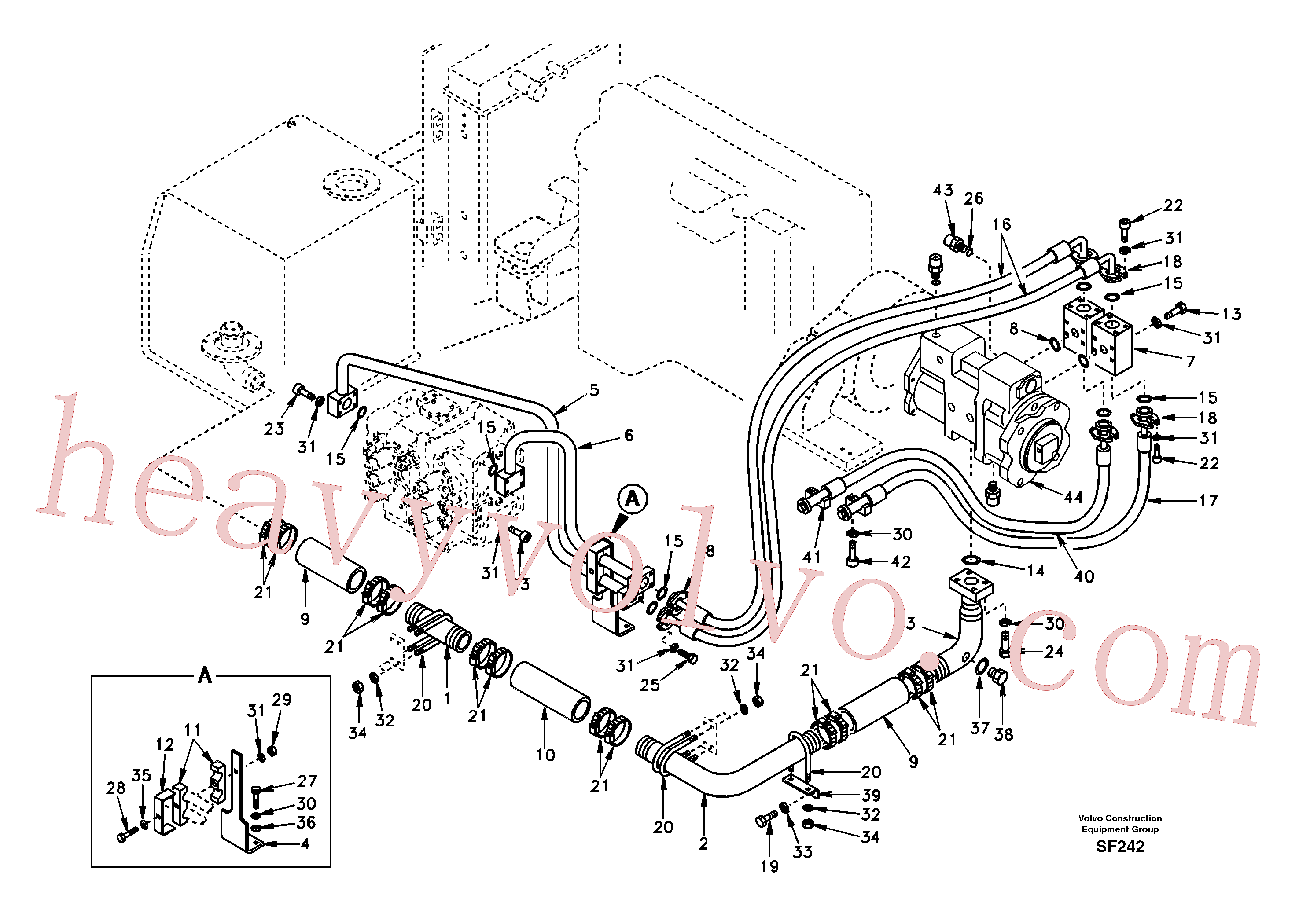 VOE14717632 for Volvo Hydraulic system, hydraulic tank to hydraulic pump(SF242 assembly)