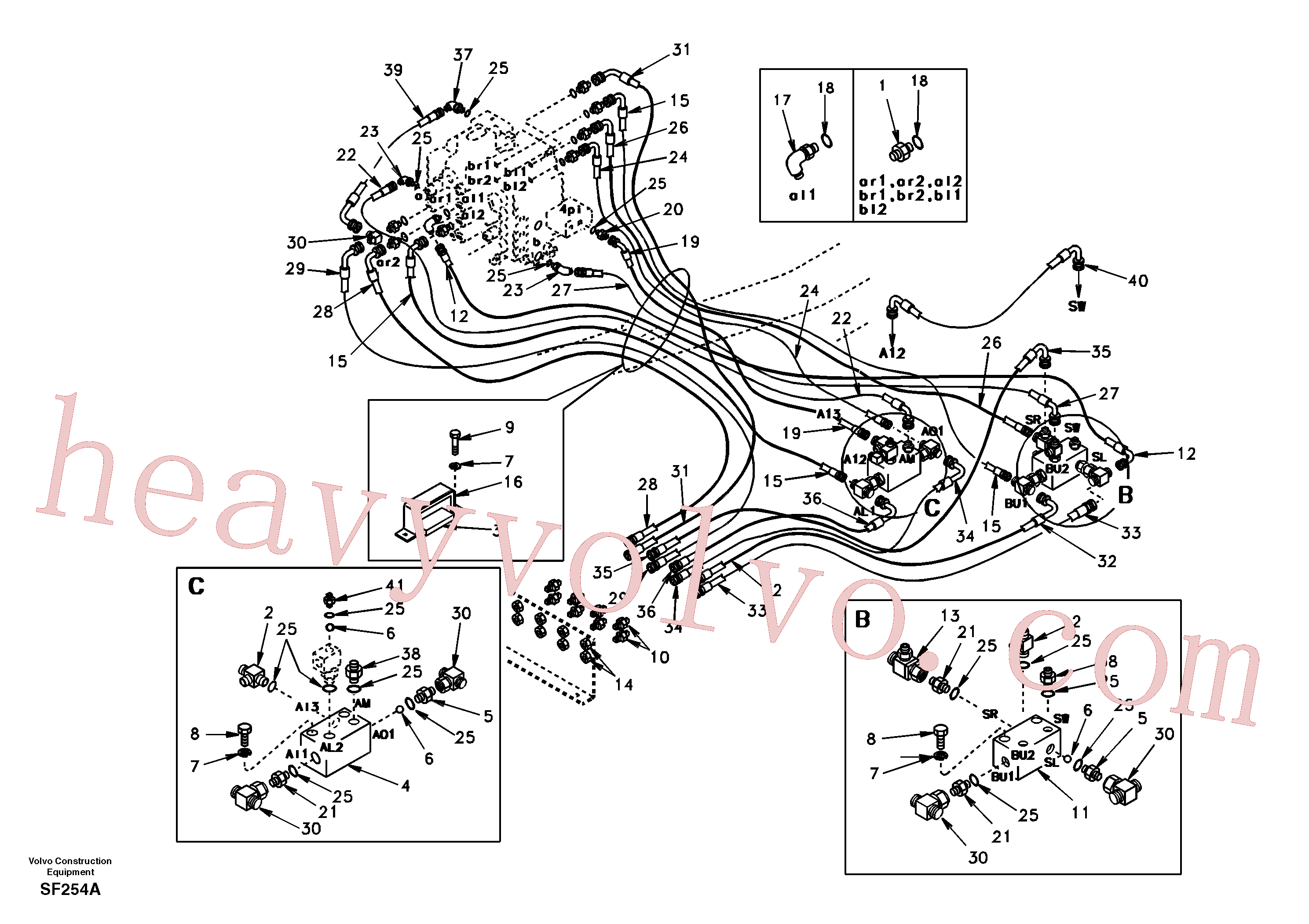 SA9453-03322 for Volvo Servo system, control valve to remote control valve(SF254A assembly)