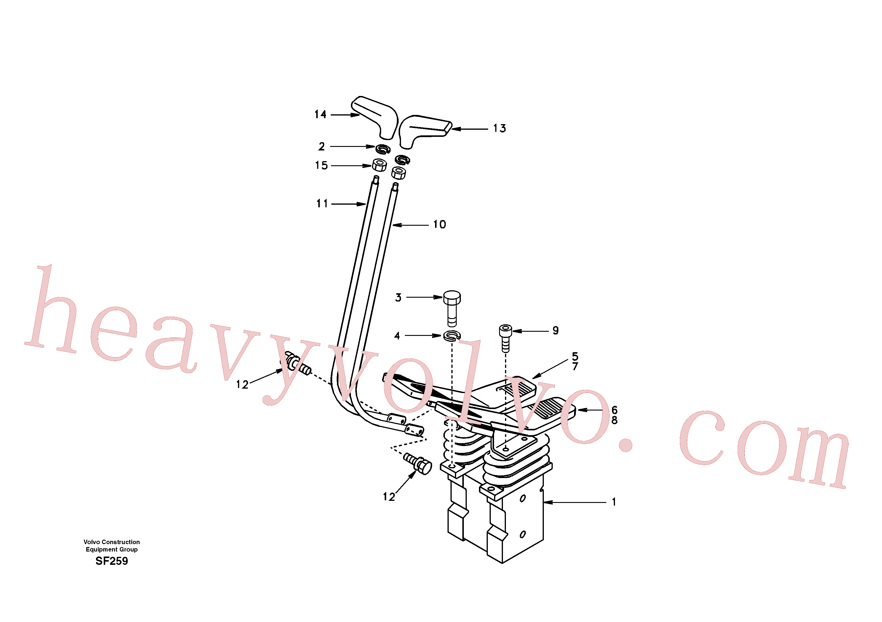 SA1068-02450 for Volvo Remote control valve pedal with fitting parts(SF259 assembly)