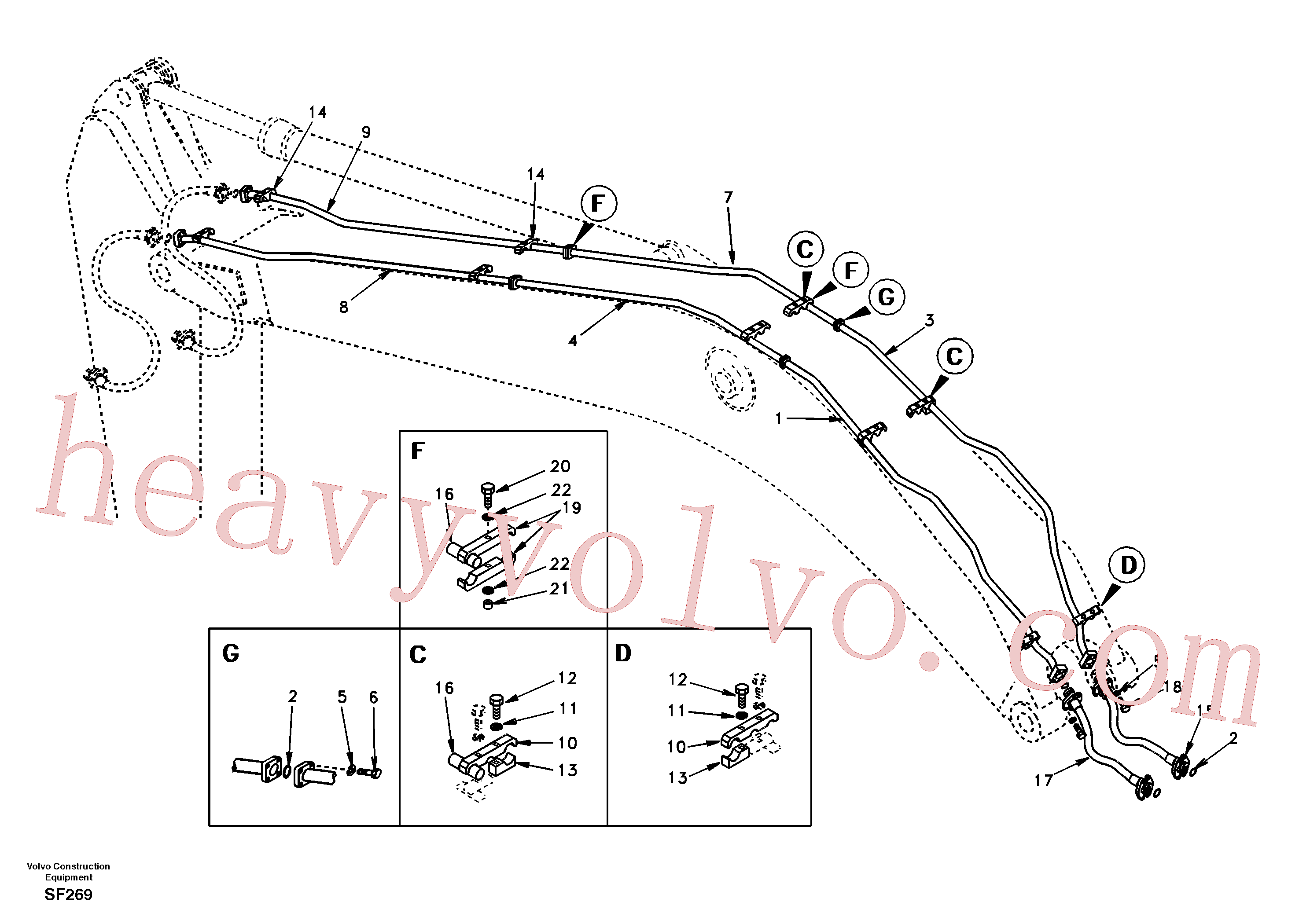 SA1174-54840 for Volvo Working hydraulic, hammer and shear for boom(SF269 assembly)