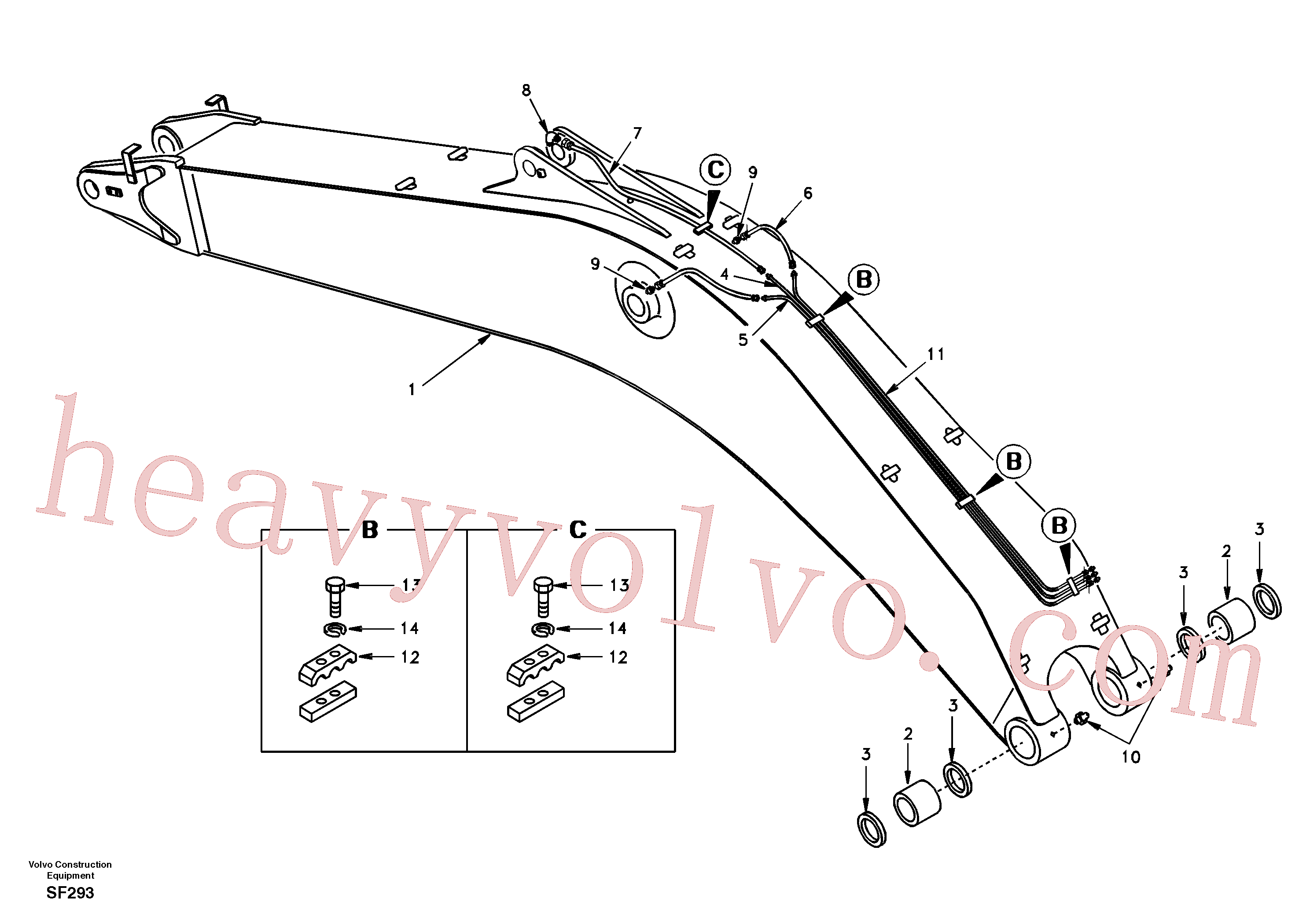 SA1073-02190 for Volvo Boom and grease piping, mono(SF293 assembly)