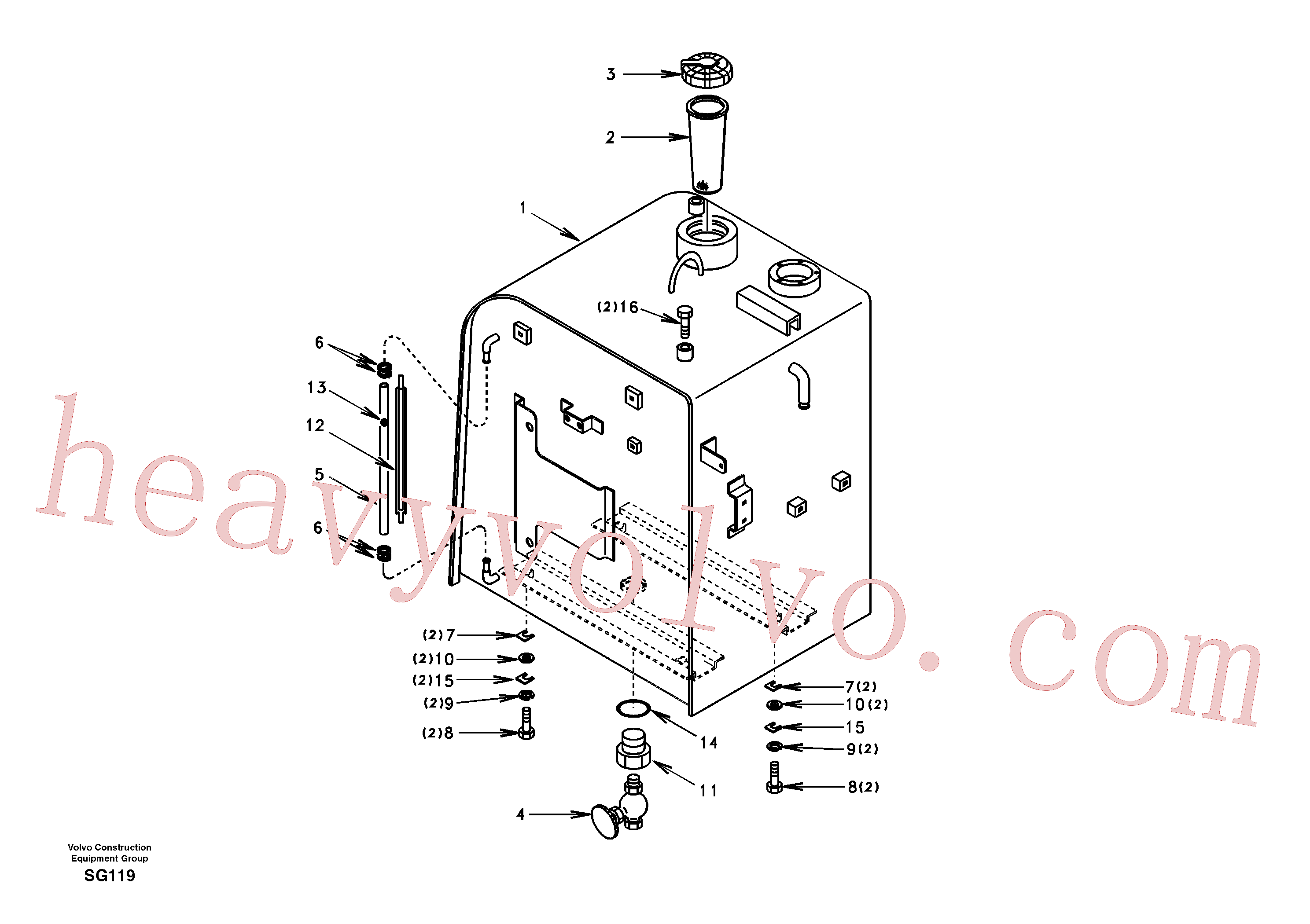 SA1040-20290 for Volvo Fuel tank with fitting parts(SG119 assembly)