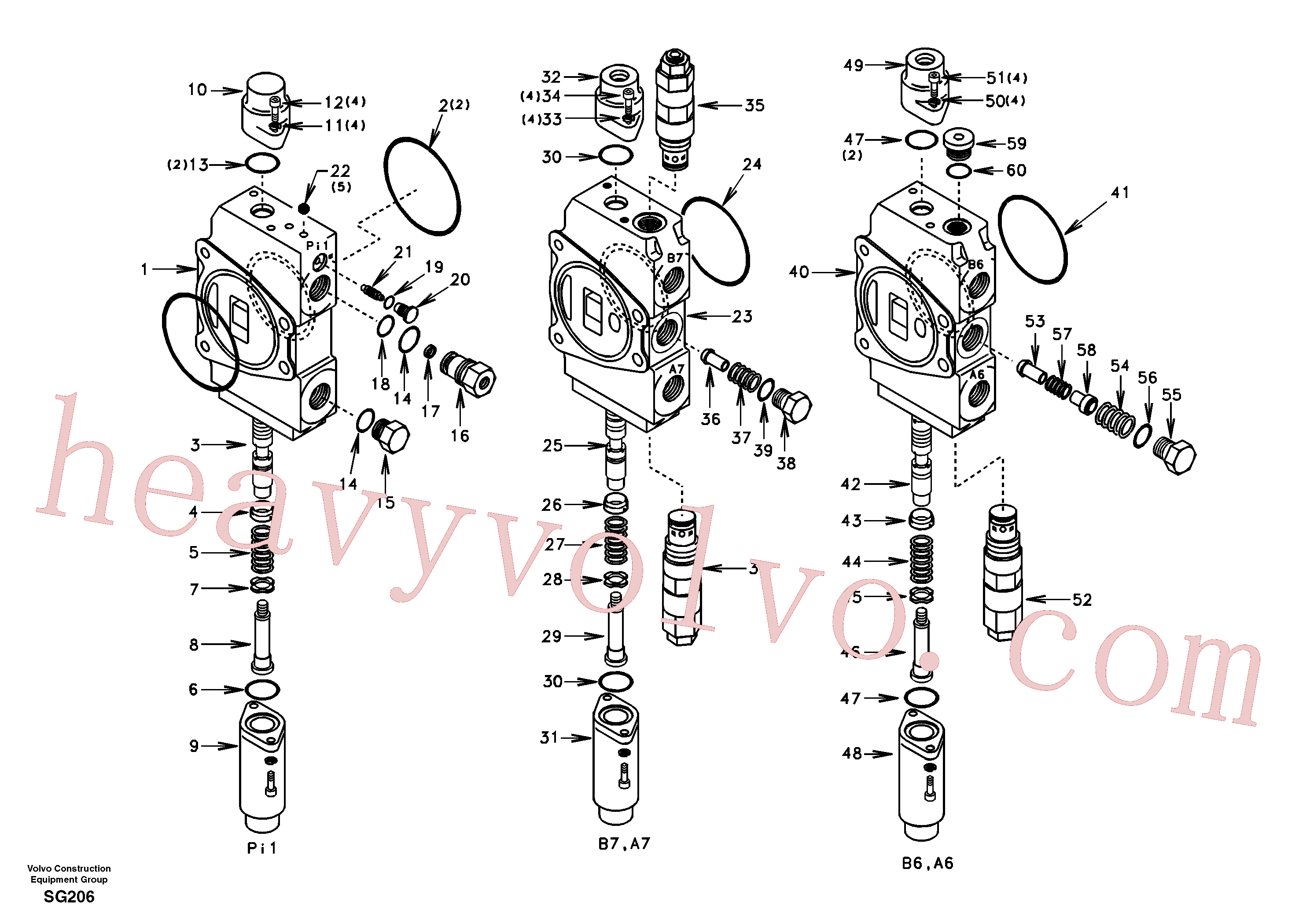 SA7253-03390 for Volvo Main control valve, travel straight forward and dipper arm 1 and boom 2.(SG206 assembly)