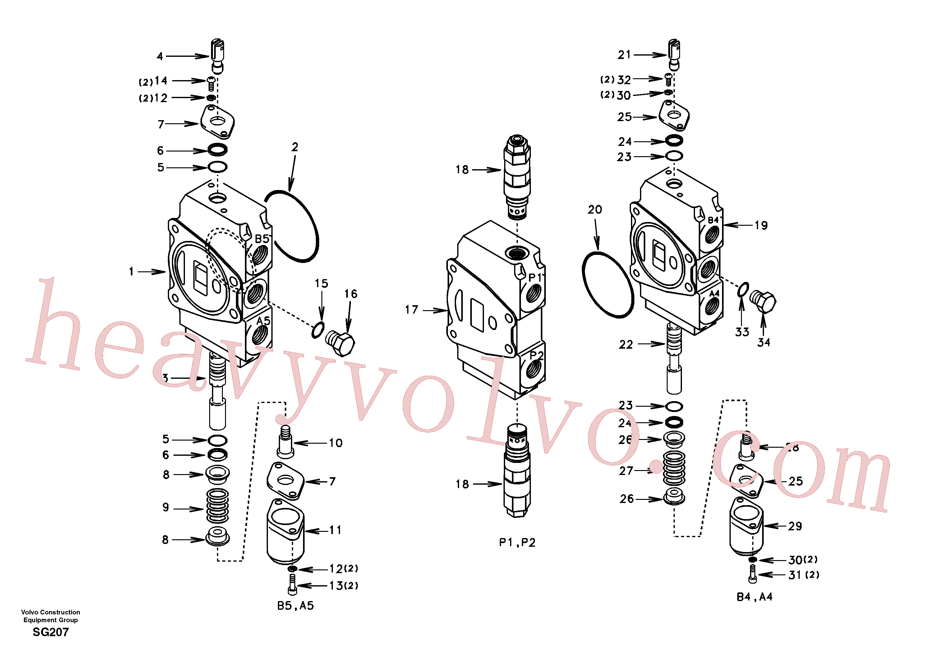 SA7251-20662 for Volvo Main control valve, travel Lh and mid inlet and travel Rh(SG207 assembly)